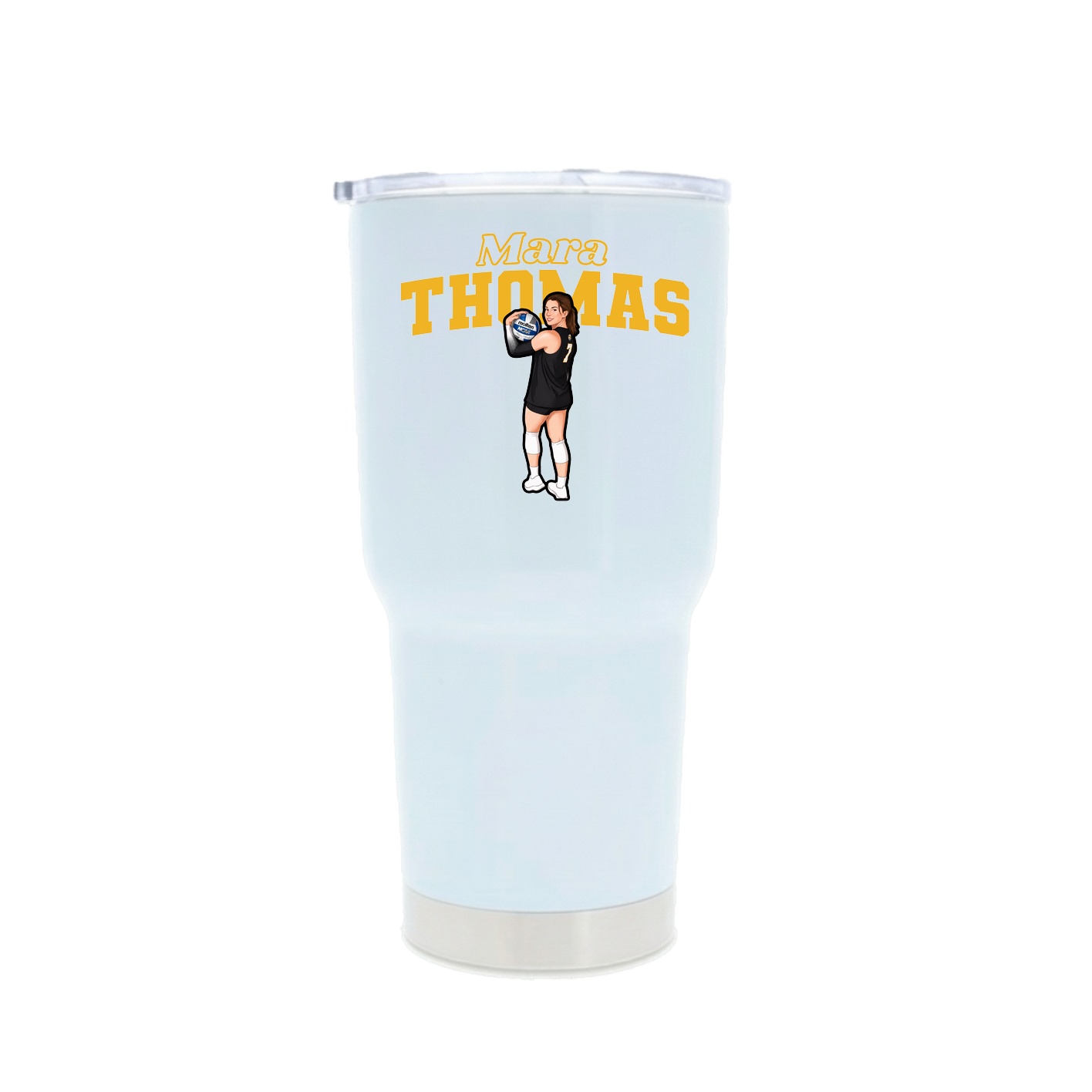 30oz Stainless Steel Tumbler — Name Arch in White