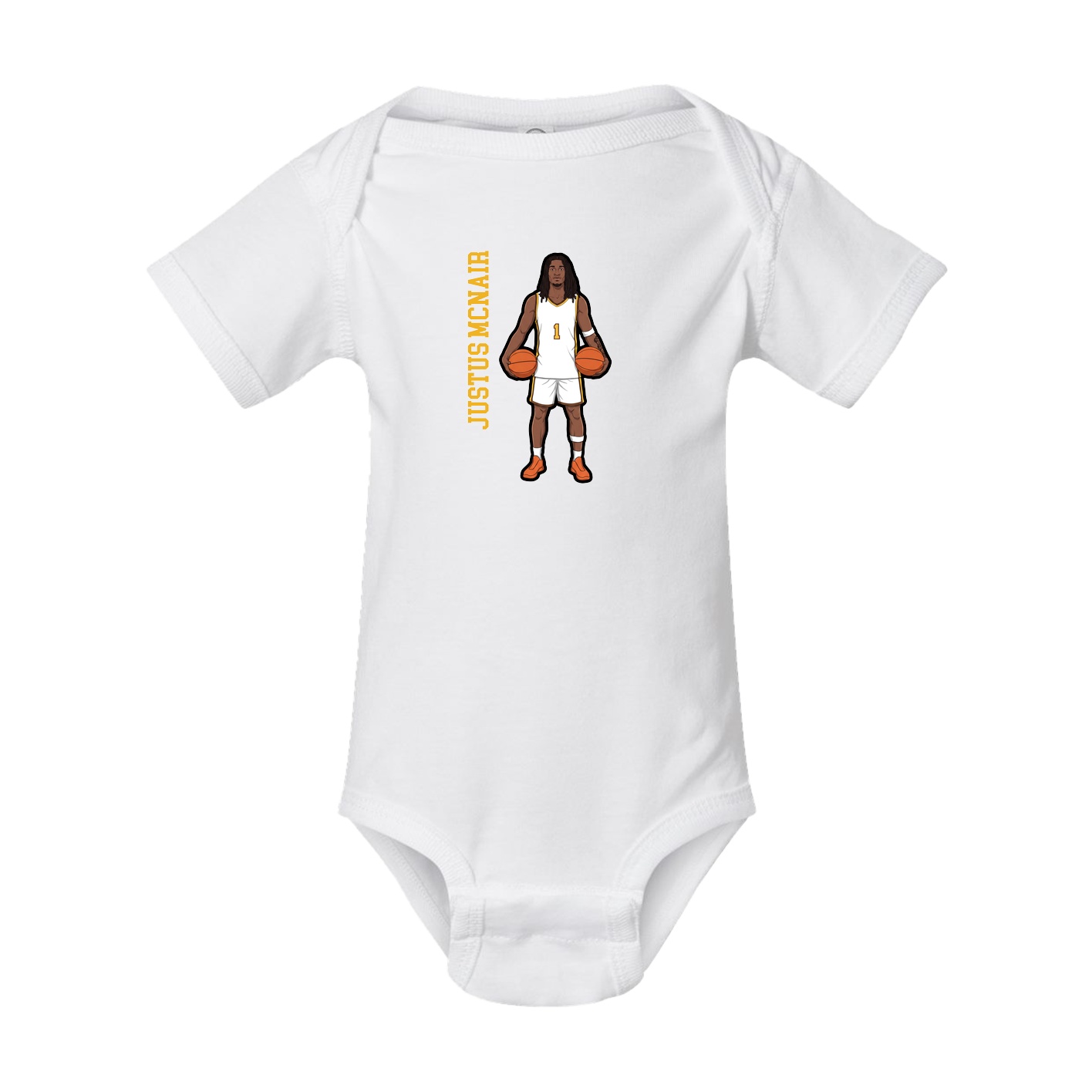 Baby Onesie — Name Vertical in White