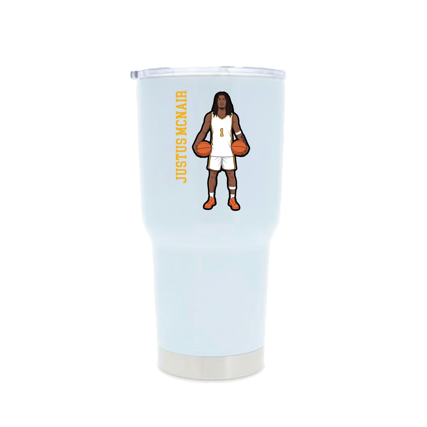 30oz Stainless Steel Tumbler — Name Vertical in White