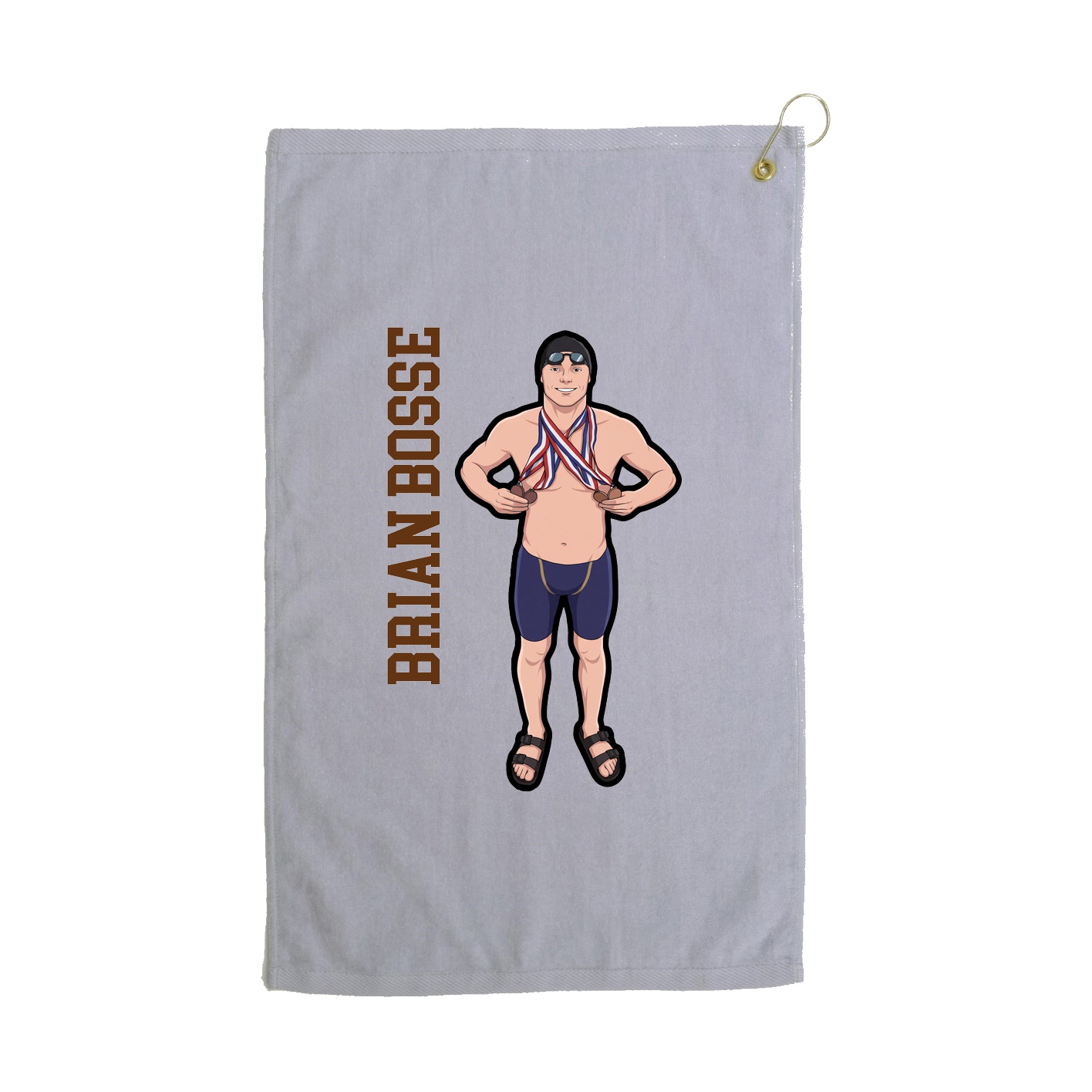 Golf Towel — Name Vertical in Grey