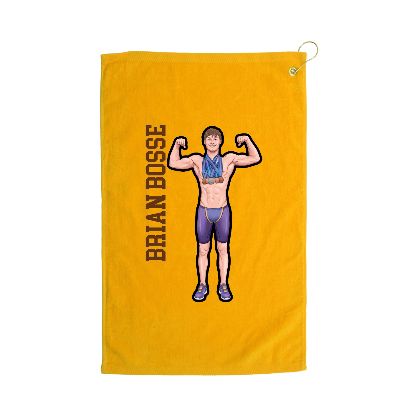 Golf Towel — Name Vertical in Gold