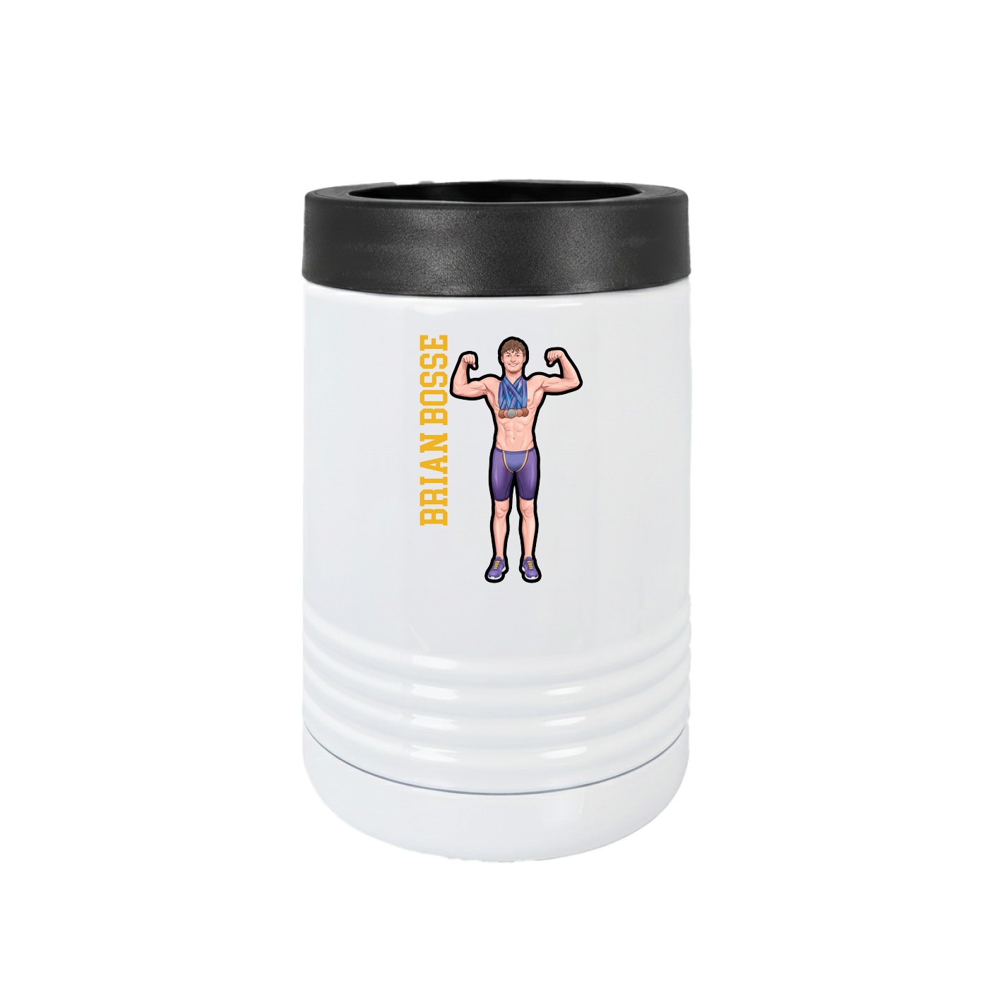 Beverage Holder — Name Vertical in White