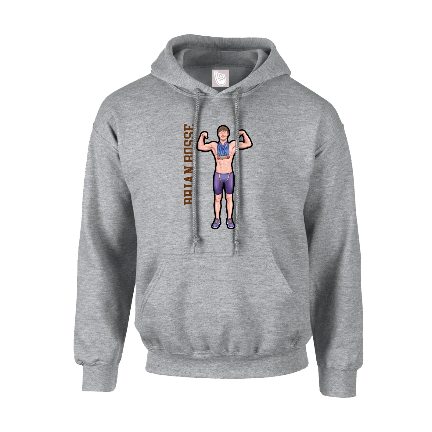 Hoodie — Name Vertical in Grey