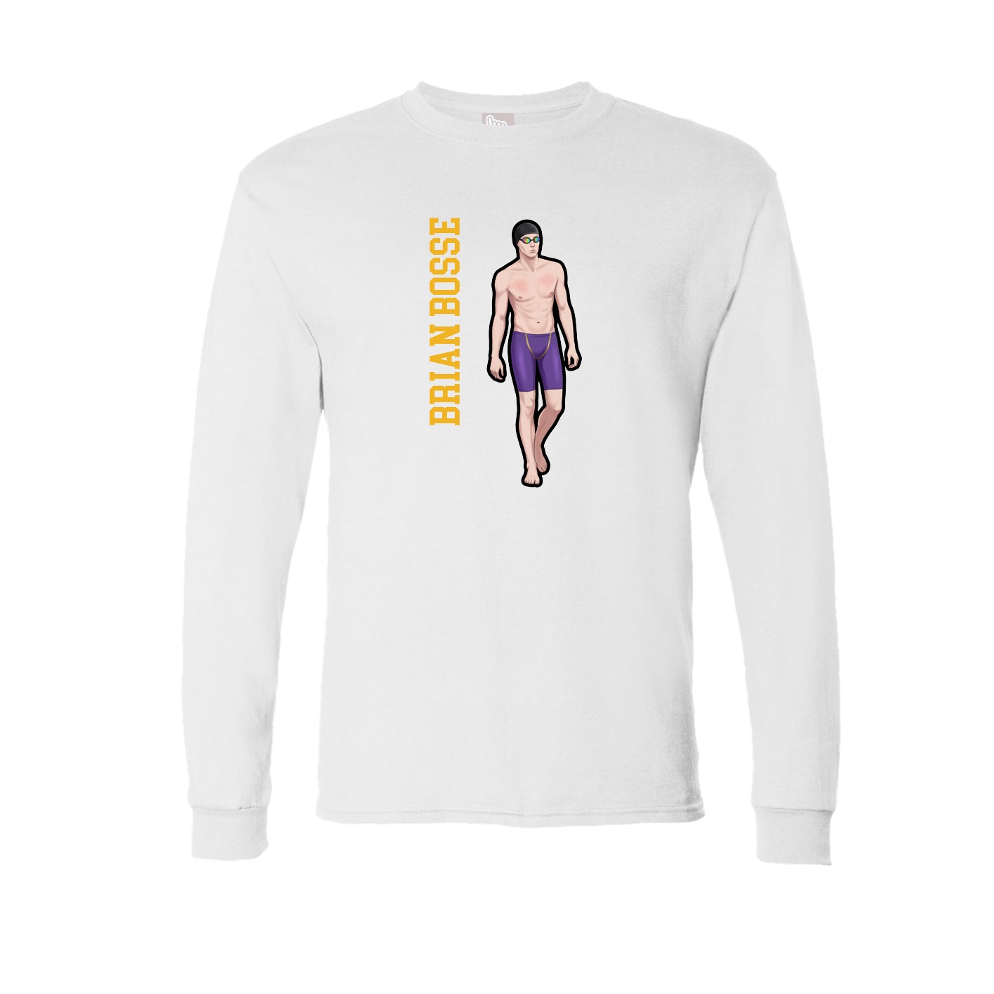 Long Sleeve Tee — Name Vertical in White