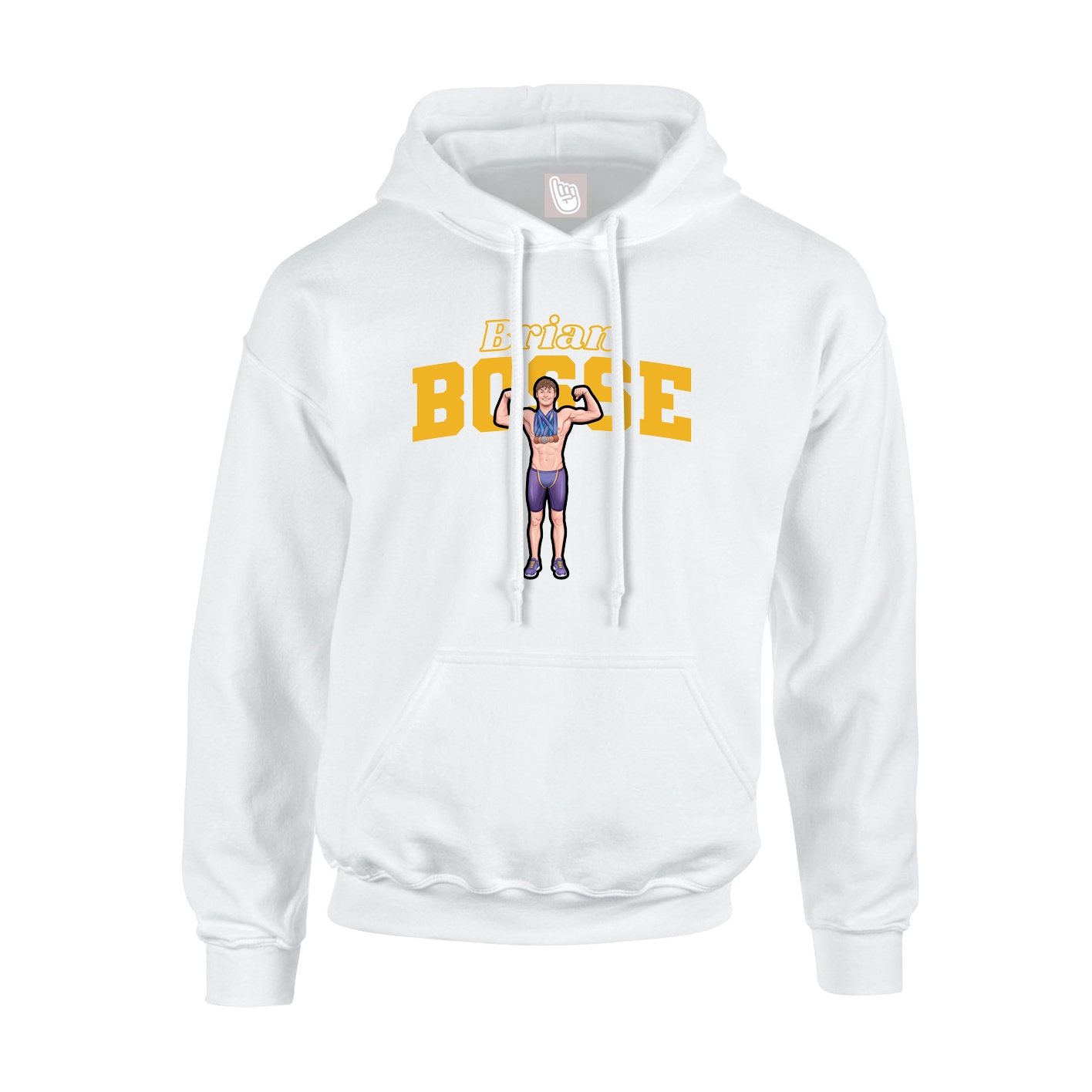 Youth Hoodie — Name Arch in White