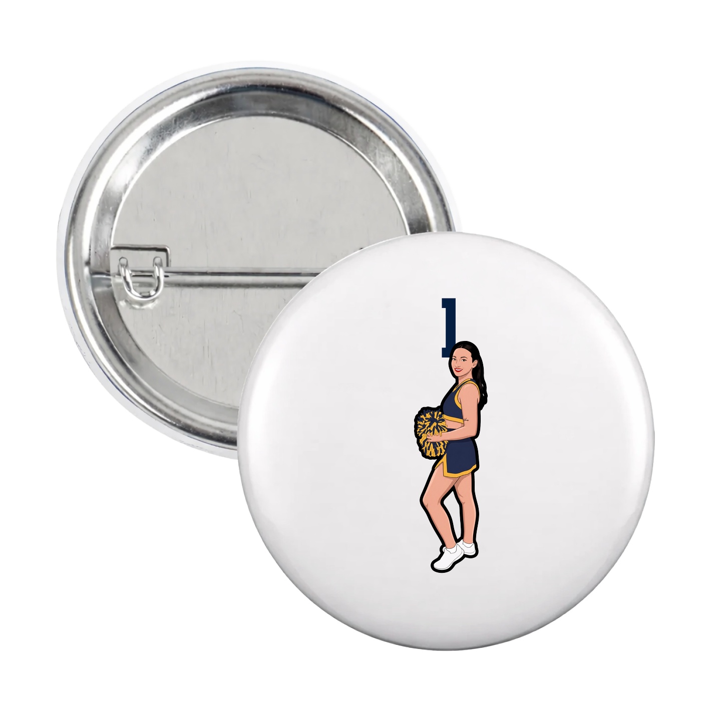 Game Day Button — Number Top in White