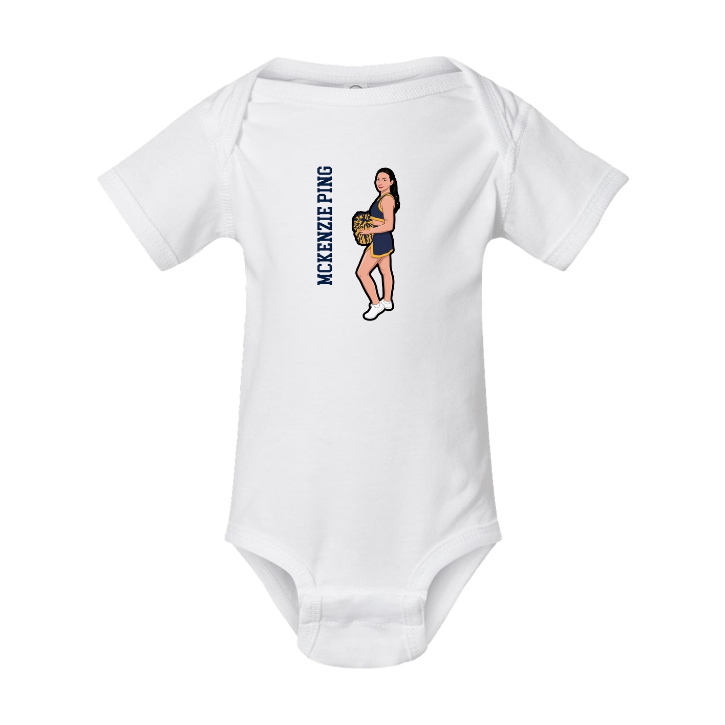 Baby Onesie — Name Vertical in White