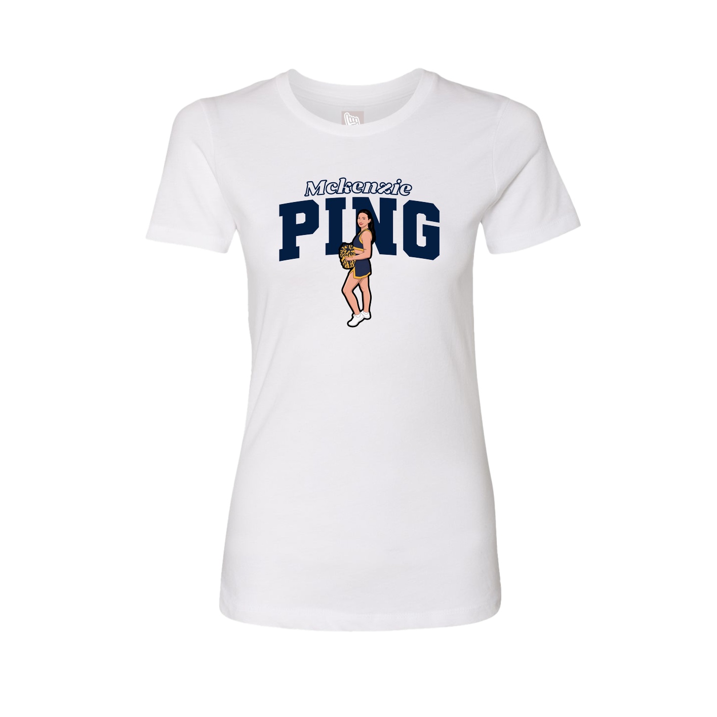 Fitted Women's Tee — Name Arch in White