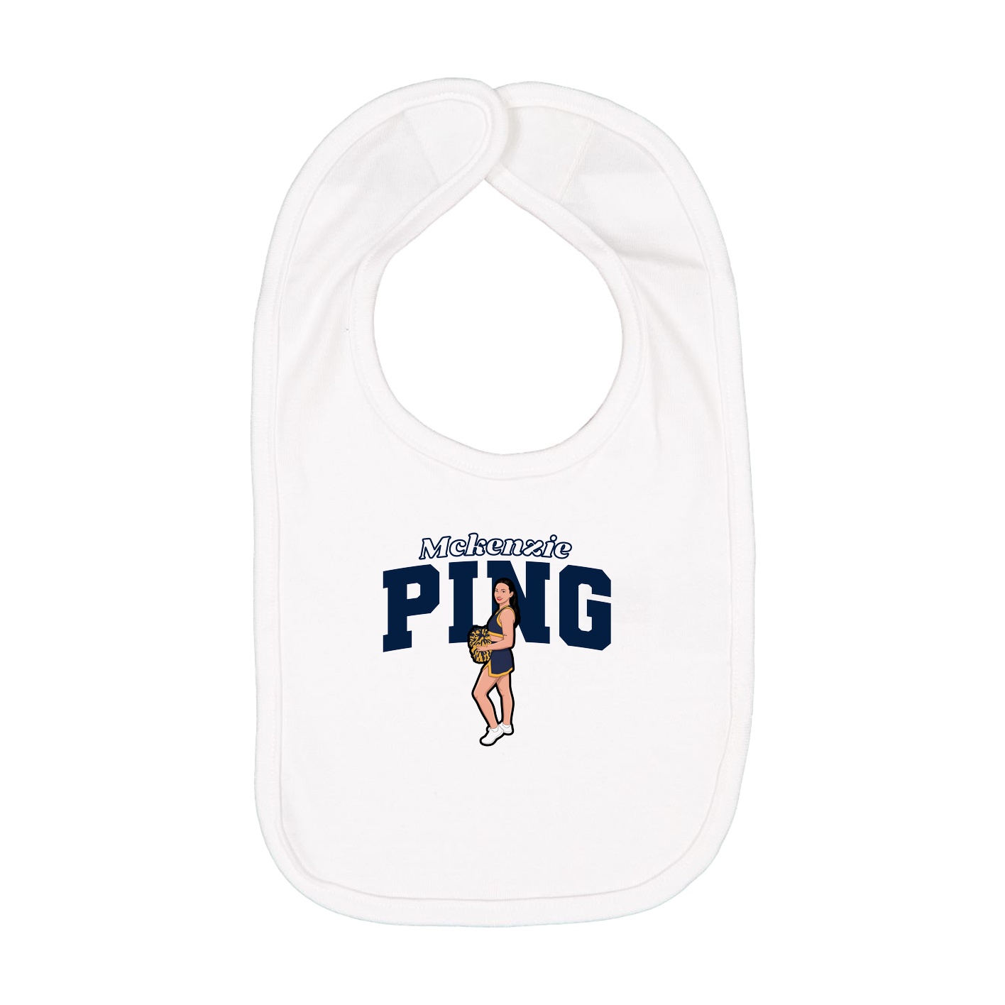 Infant Bib — Name Arch in White