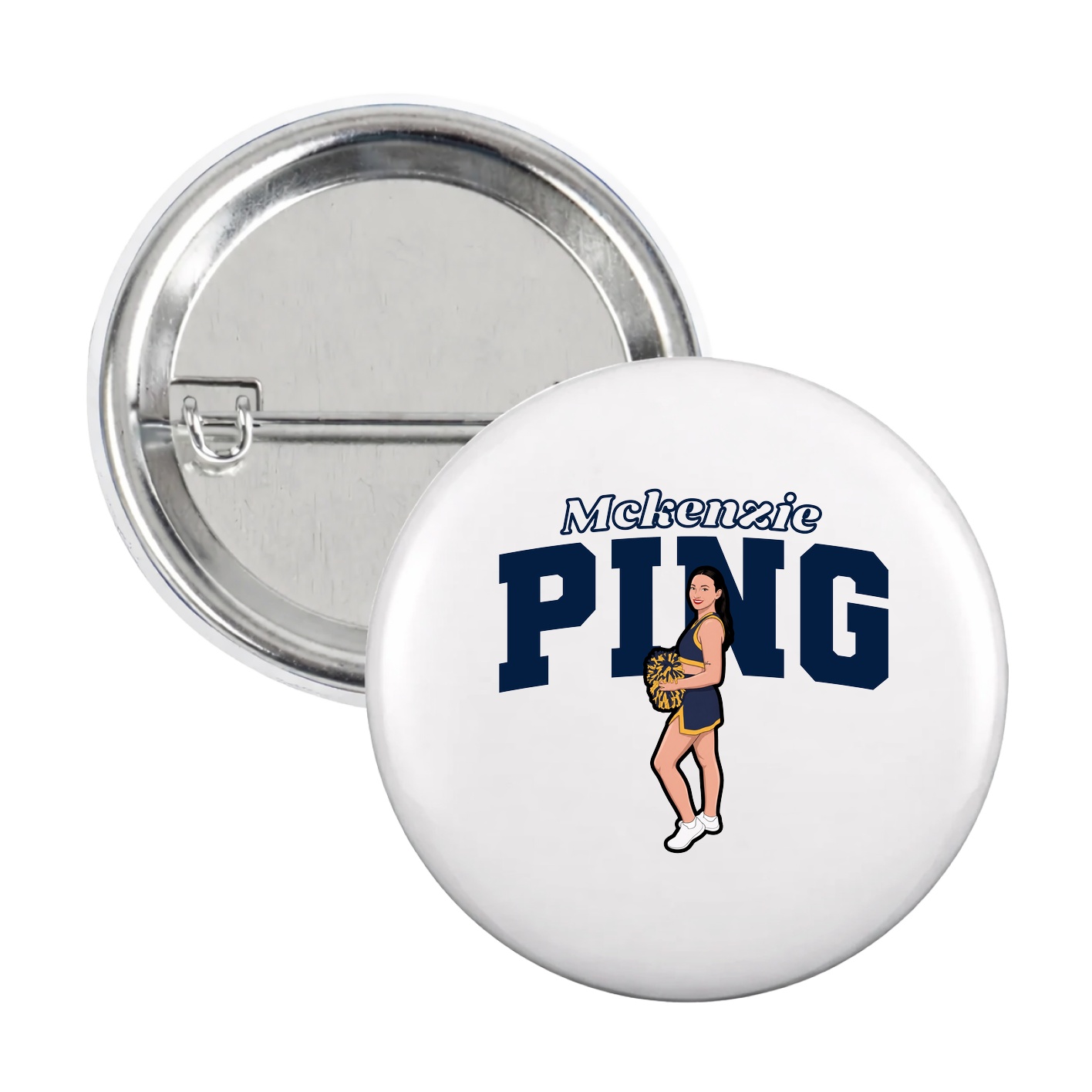 Game Day Button — Name Arch in White
