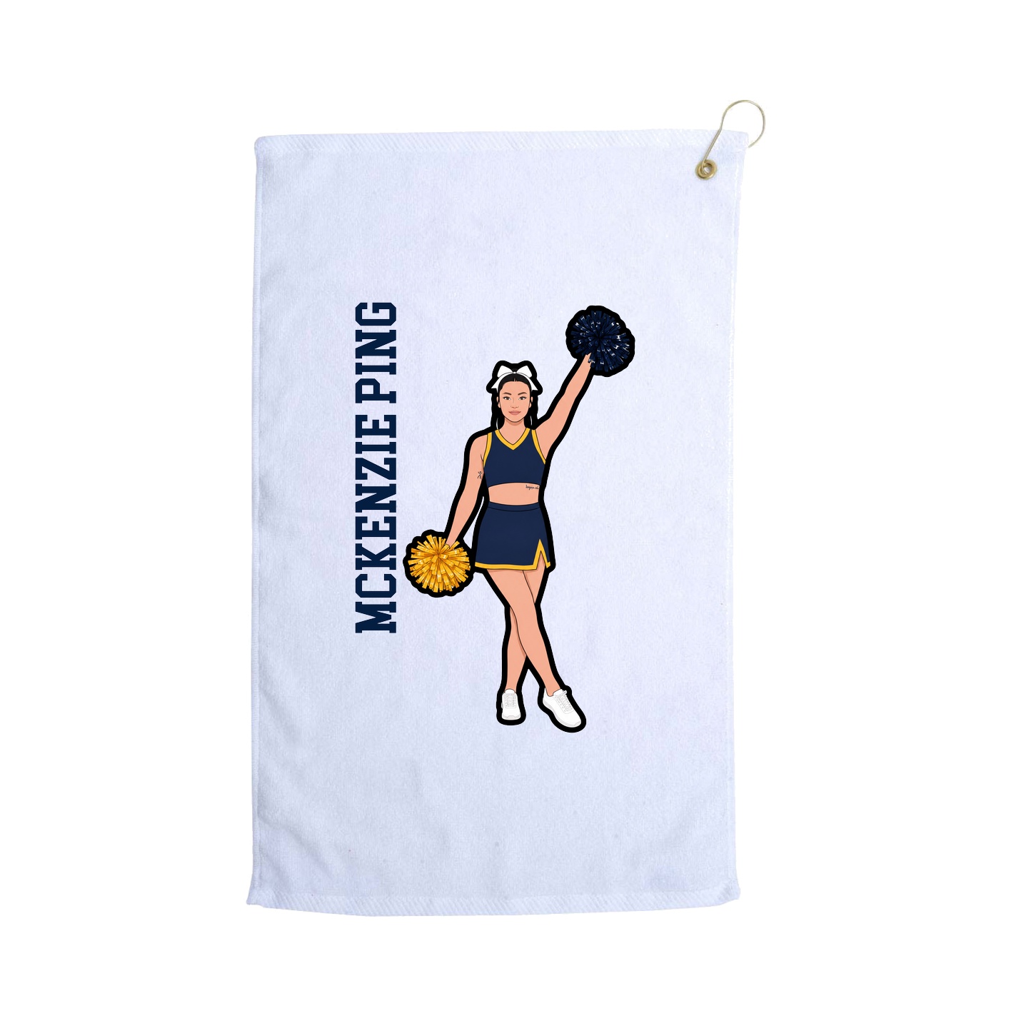 Golf Towel — Name Vertical in White