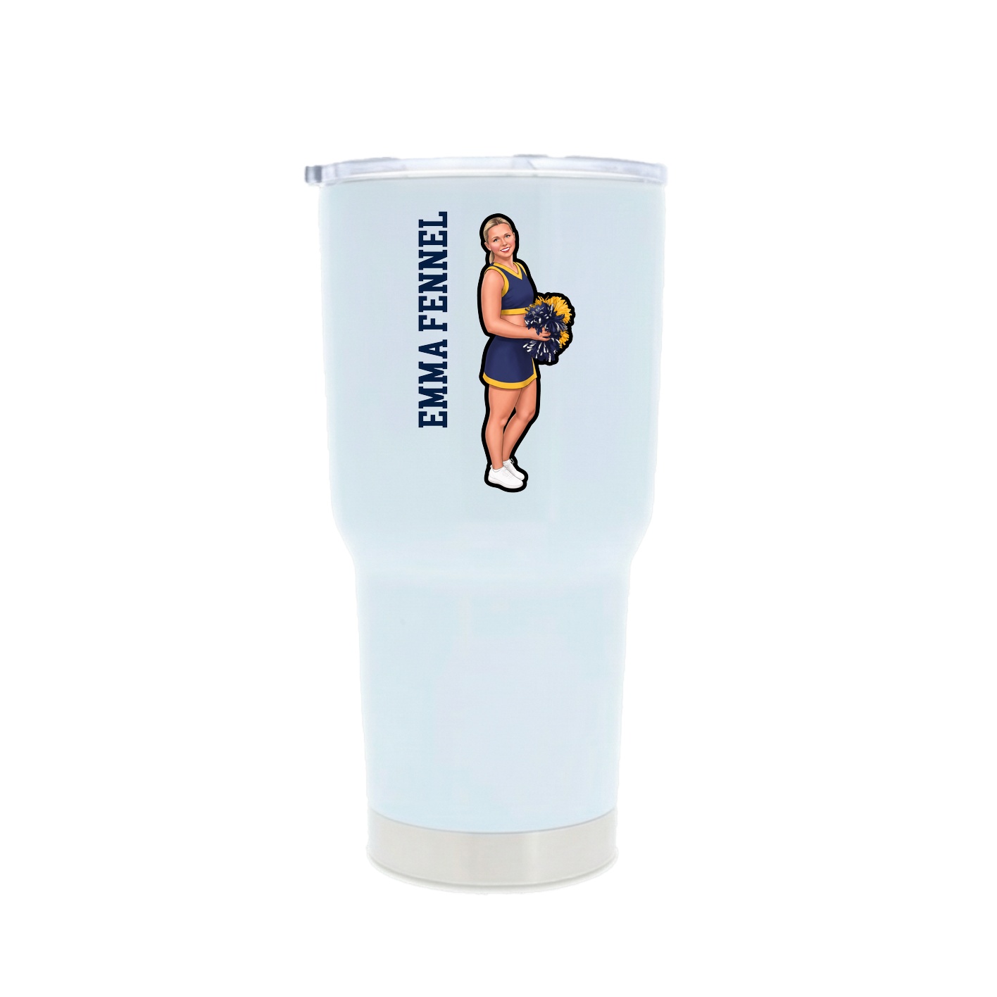 30oz Stainless Steel Tumbler — Name Vertical in White