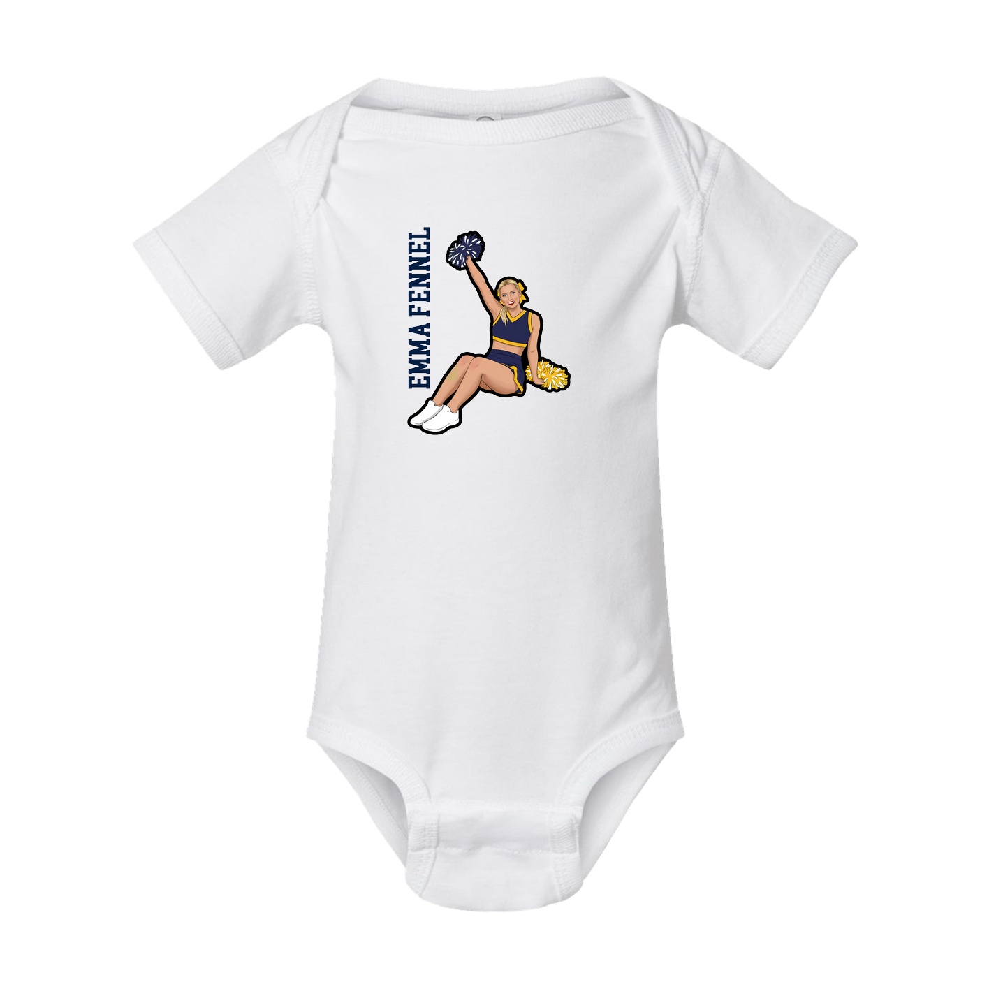Baby Onesie — Name Vertical in White
