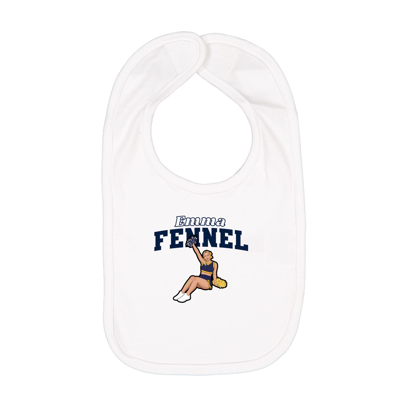 Infant Bib — Name Arch in White