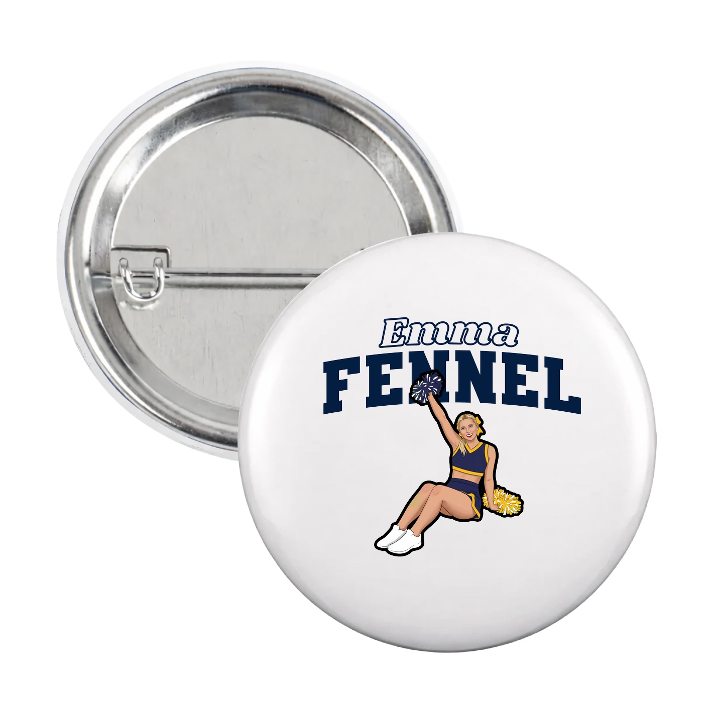 Game Day Button — Name Arch in White