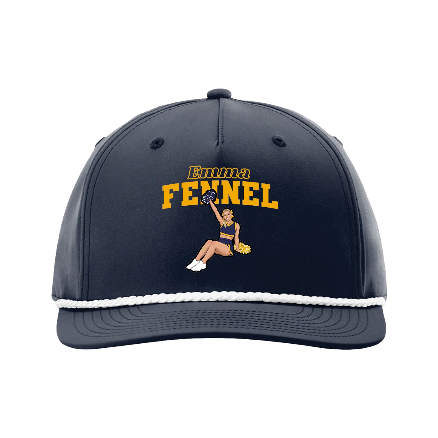 Five-Panel Classic Rope Cap — Name Arch in Navy
