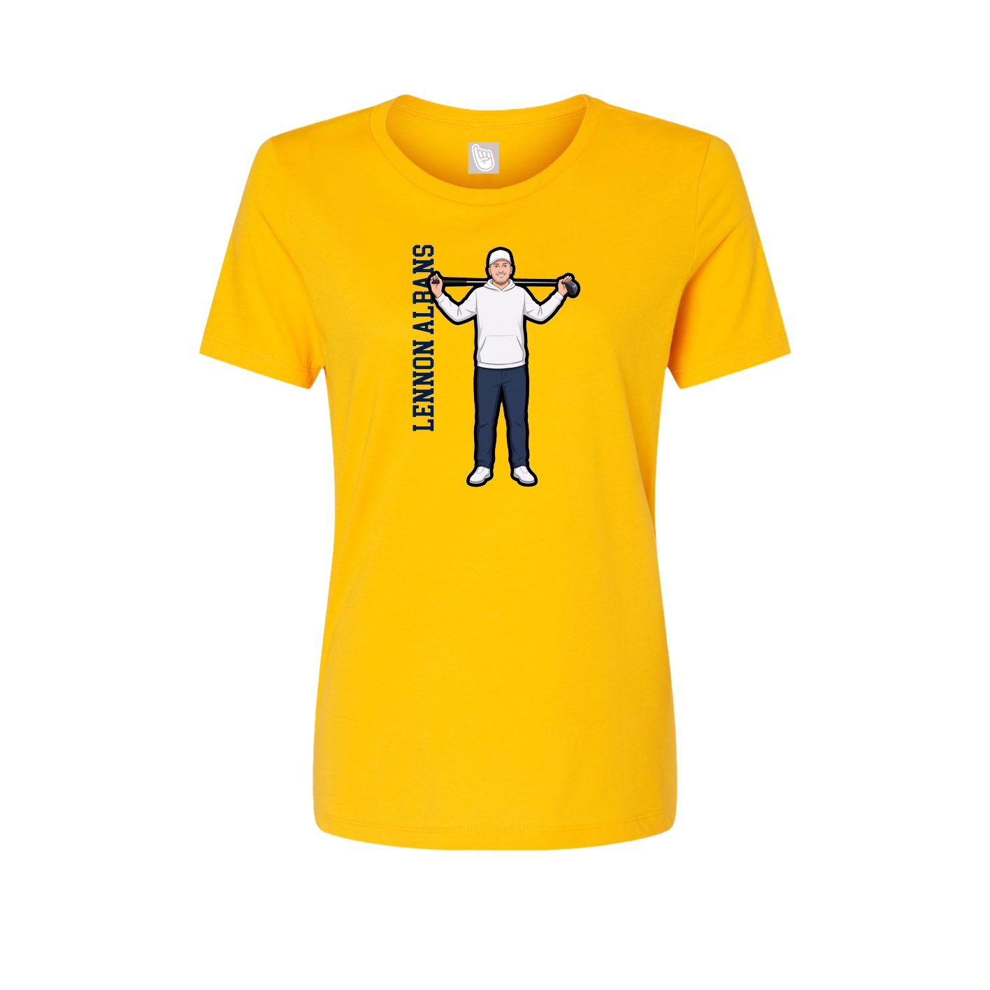 Fitted Women's Tee — Name Vertical in Gold