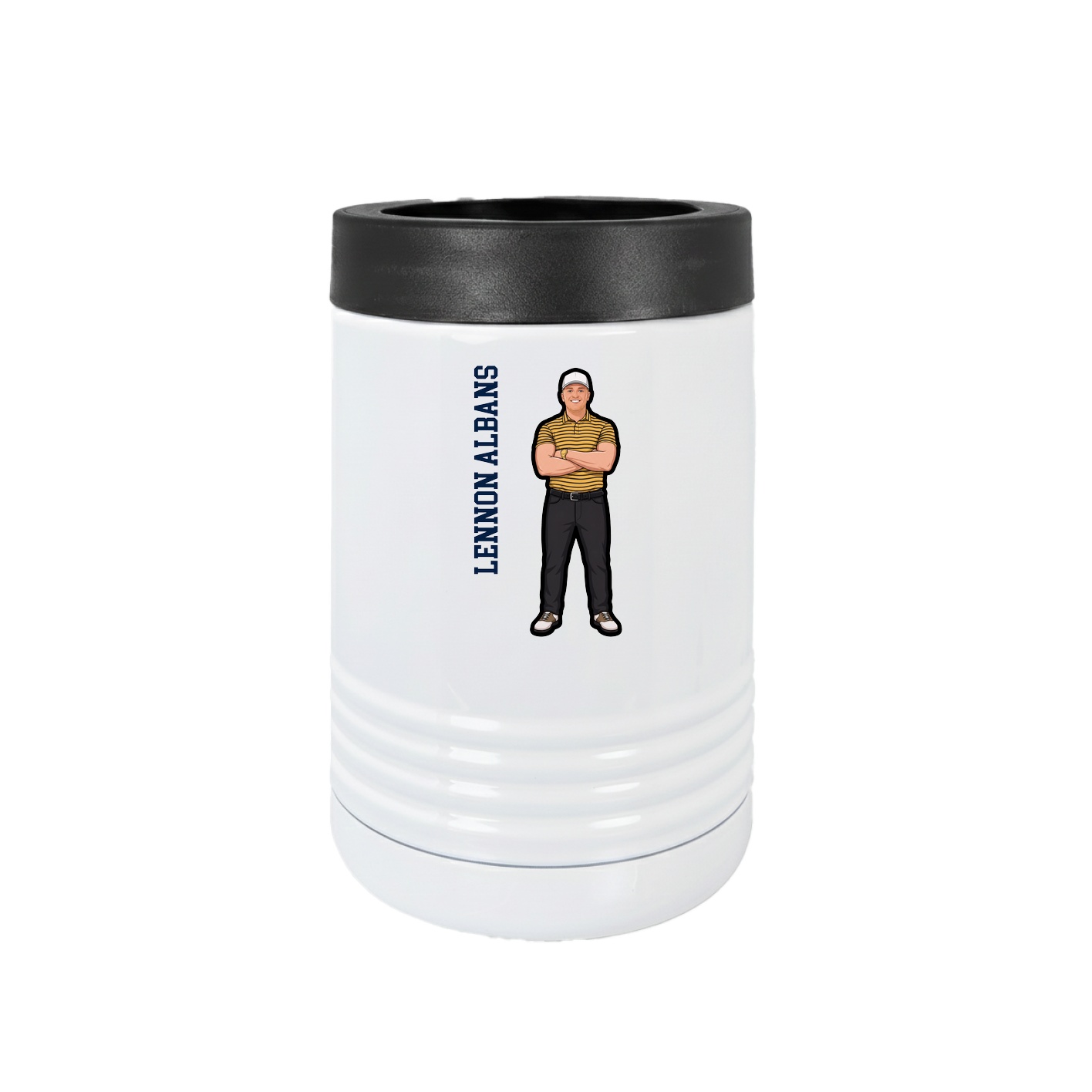 Beverage Holder — Name Vertical in White