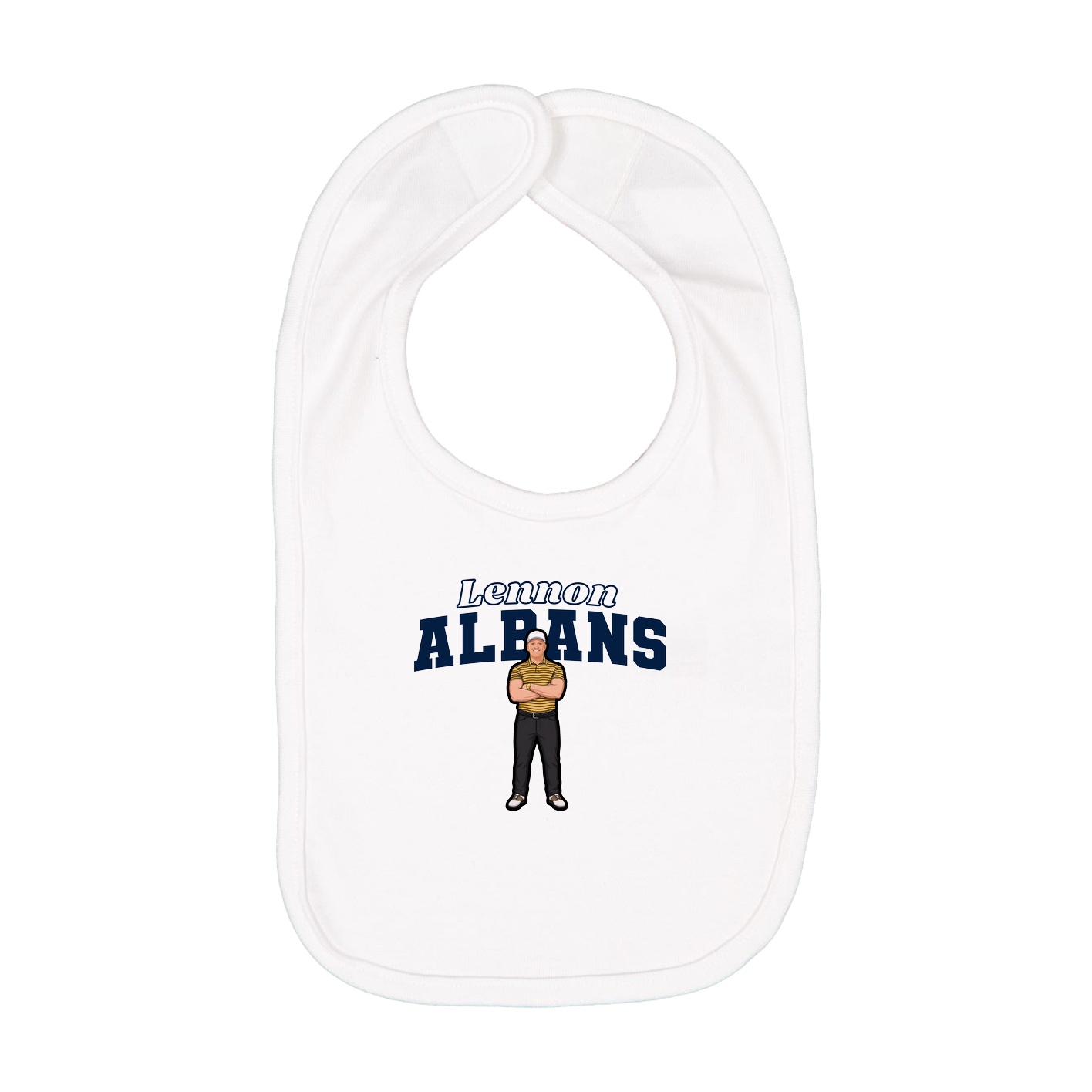 Infant Bib — Name Arch in White