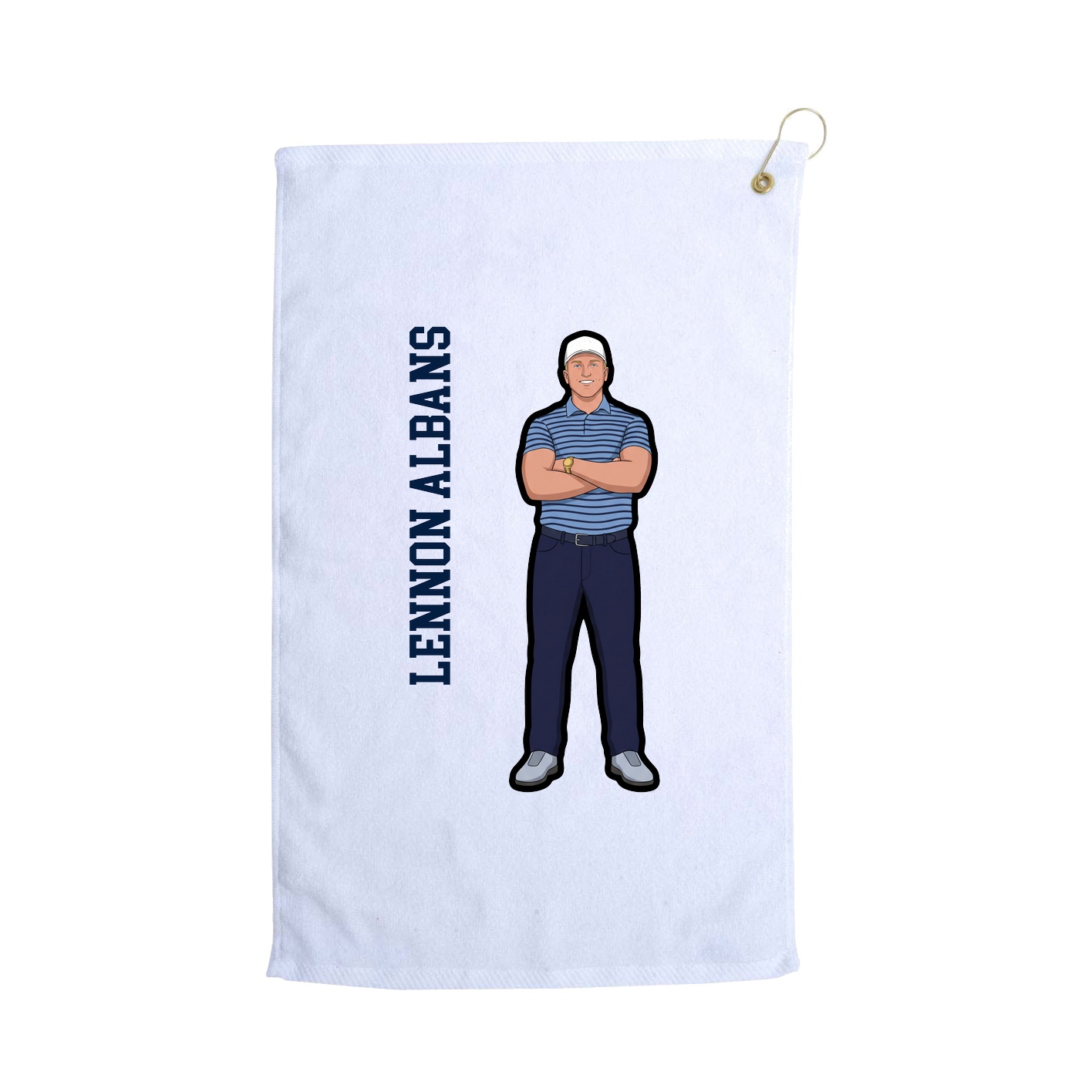 Golf Towel — Name Vertical in White