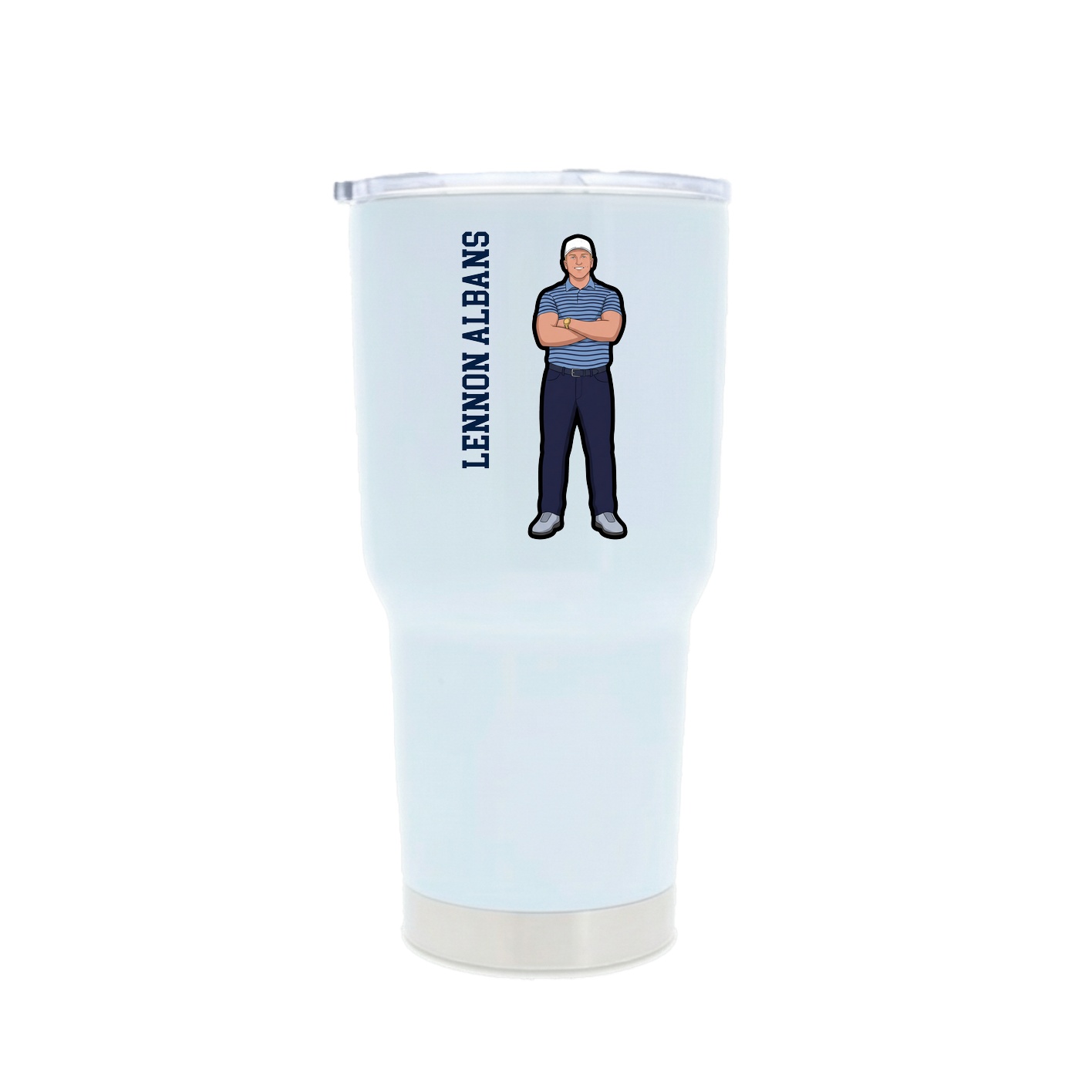 30oz Stainless Steel Tumbler — Name Vertical in White