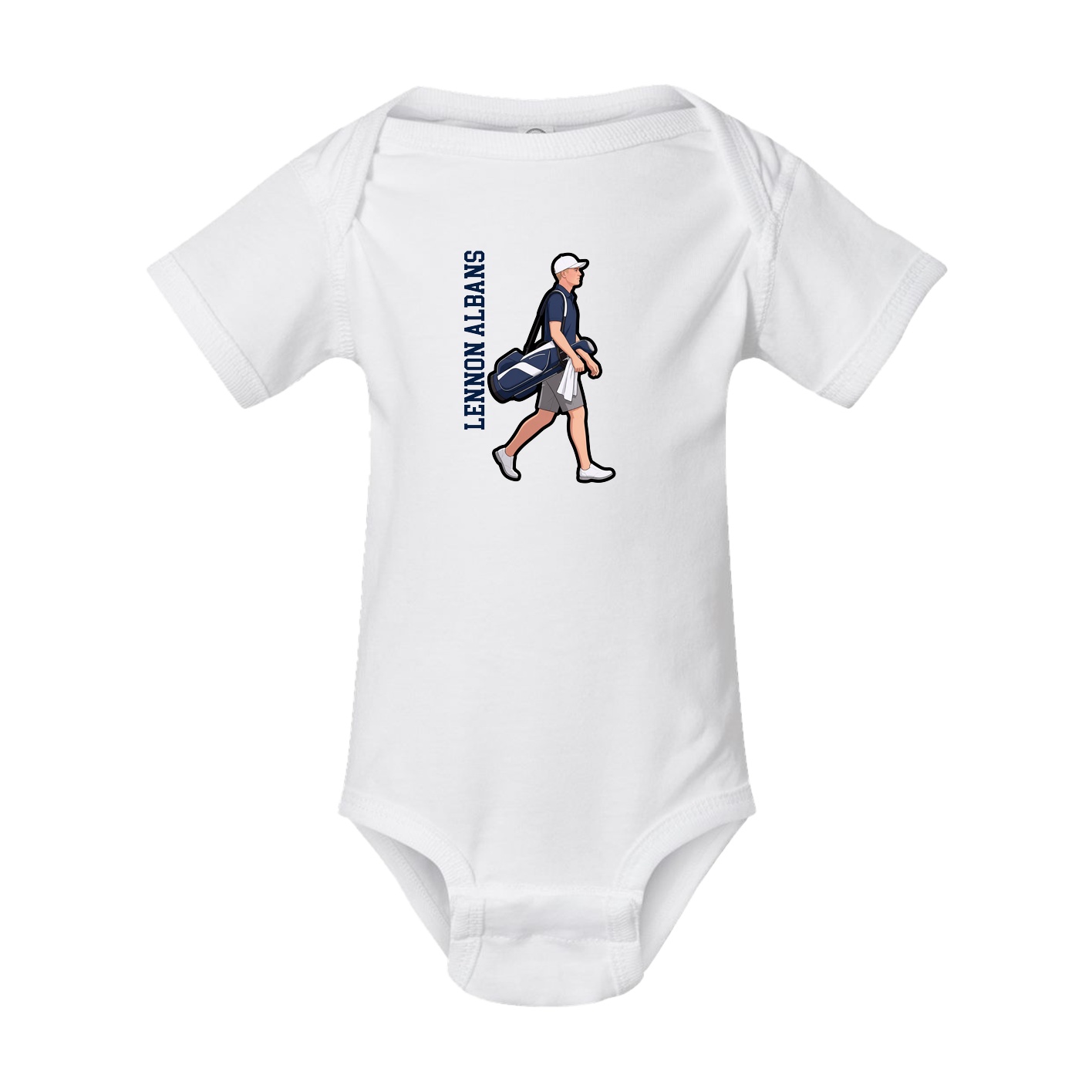 Baby Onesie — Name Vertical in White