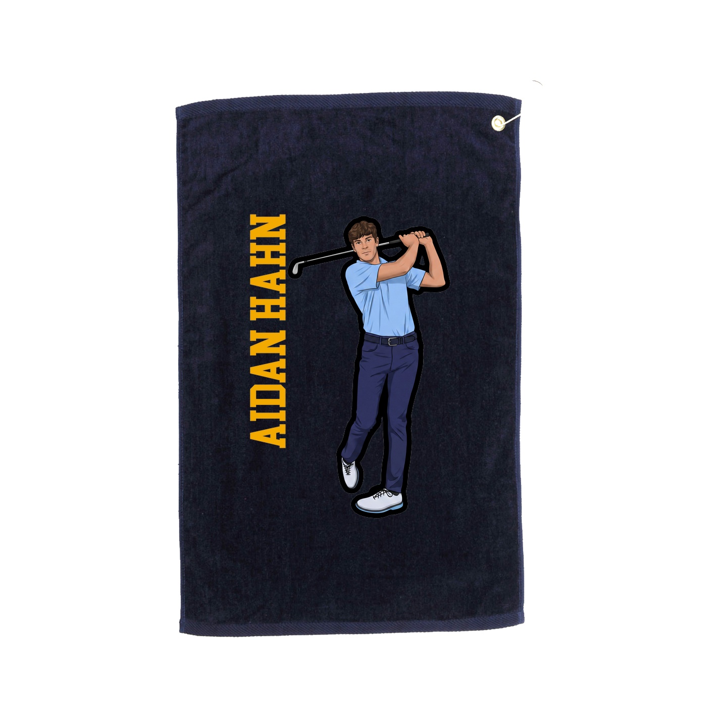 Golf Towel — Name Vertical in Navy