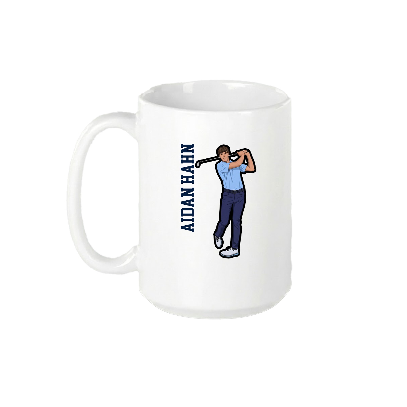 15oz Coffee Mug — Name Vertical in White