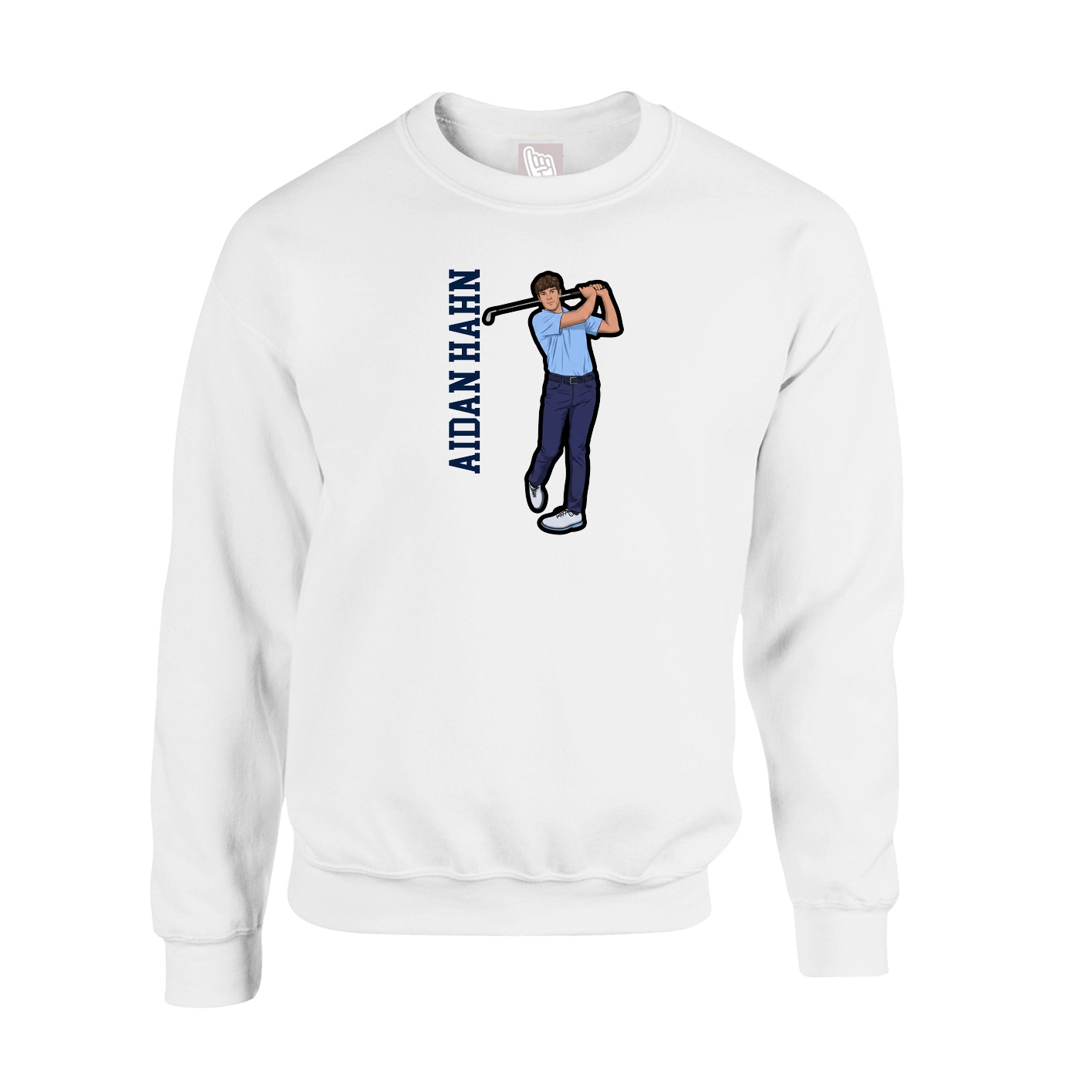 Fleece Crew — Name Vertical in White