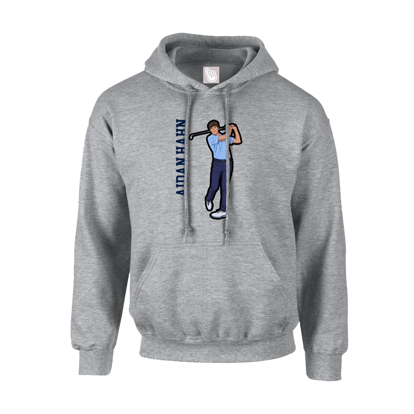 Youth Hoodie — Name Vertical in Grey