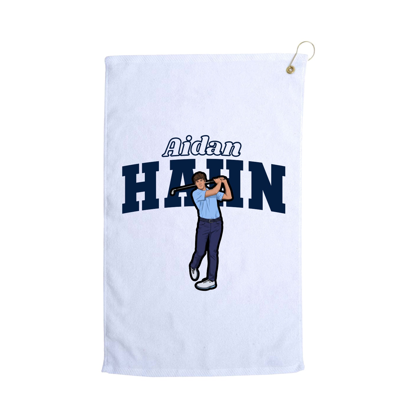Golf Towel — Name Arch in White
