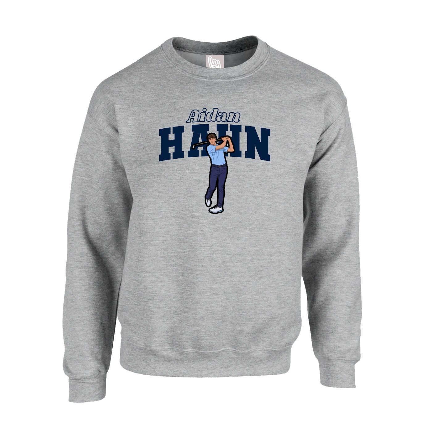 Fleece Crew — Name Arch in Grey