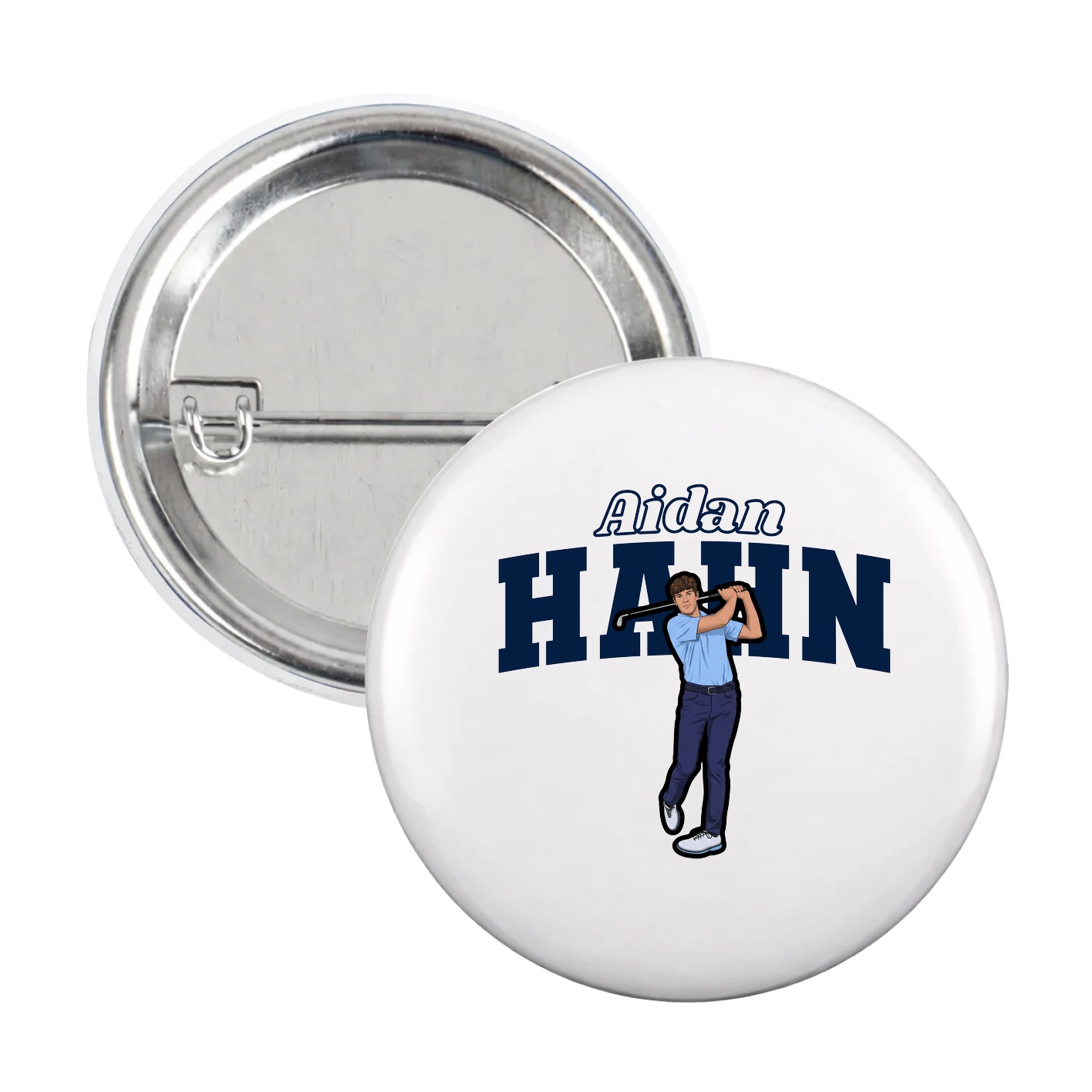 Game Day Button — Name Arch in White