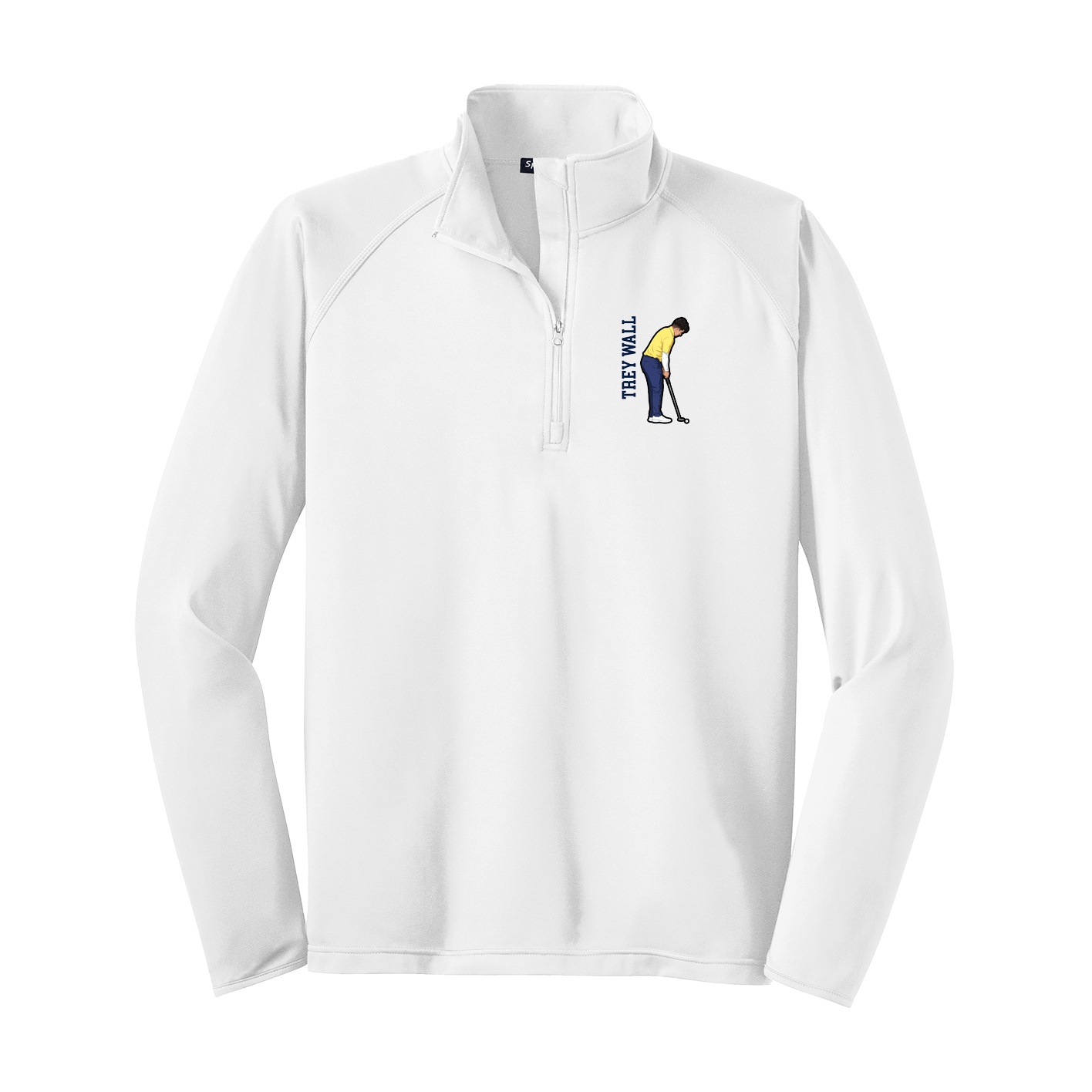 Q-Zip Pullover — Name Vertical in White