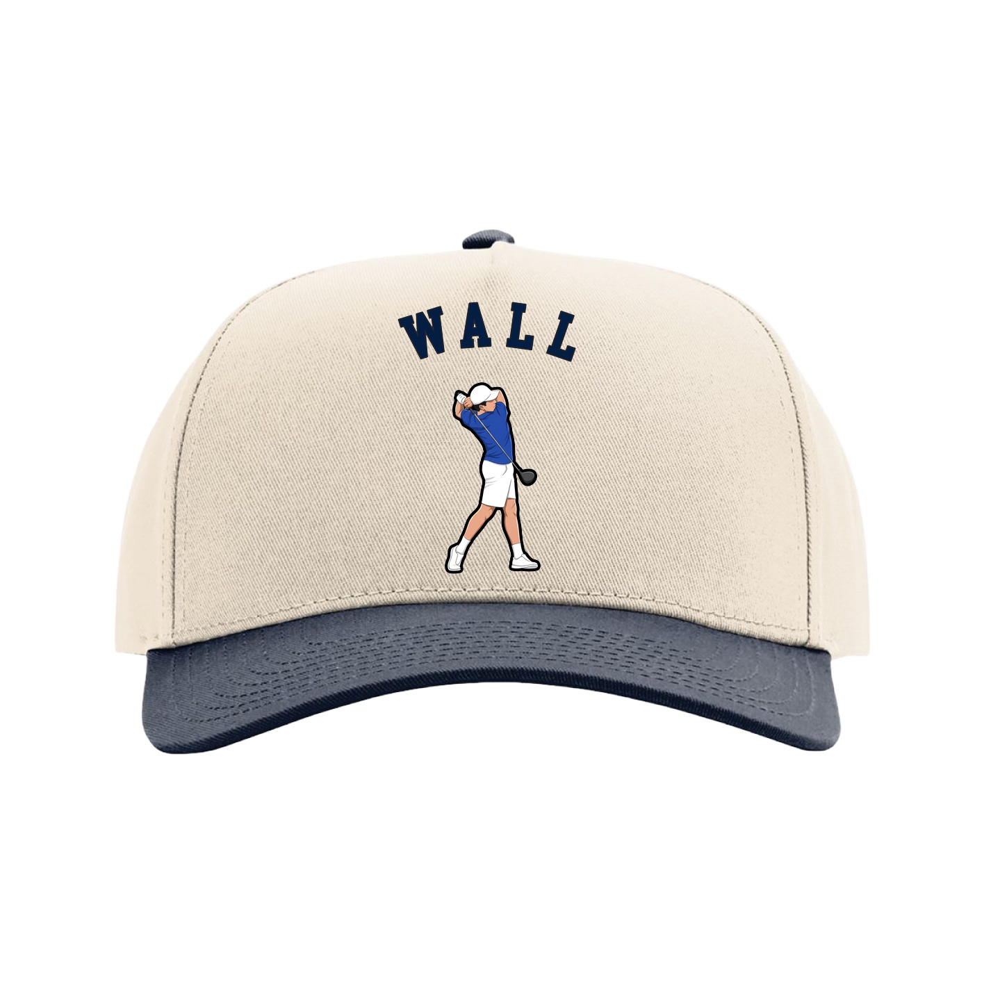 Full Fabric Five-Panel Champ Cap — Shirsey Arch in Cream/Navy