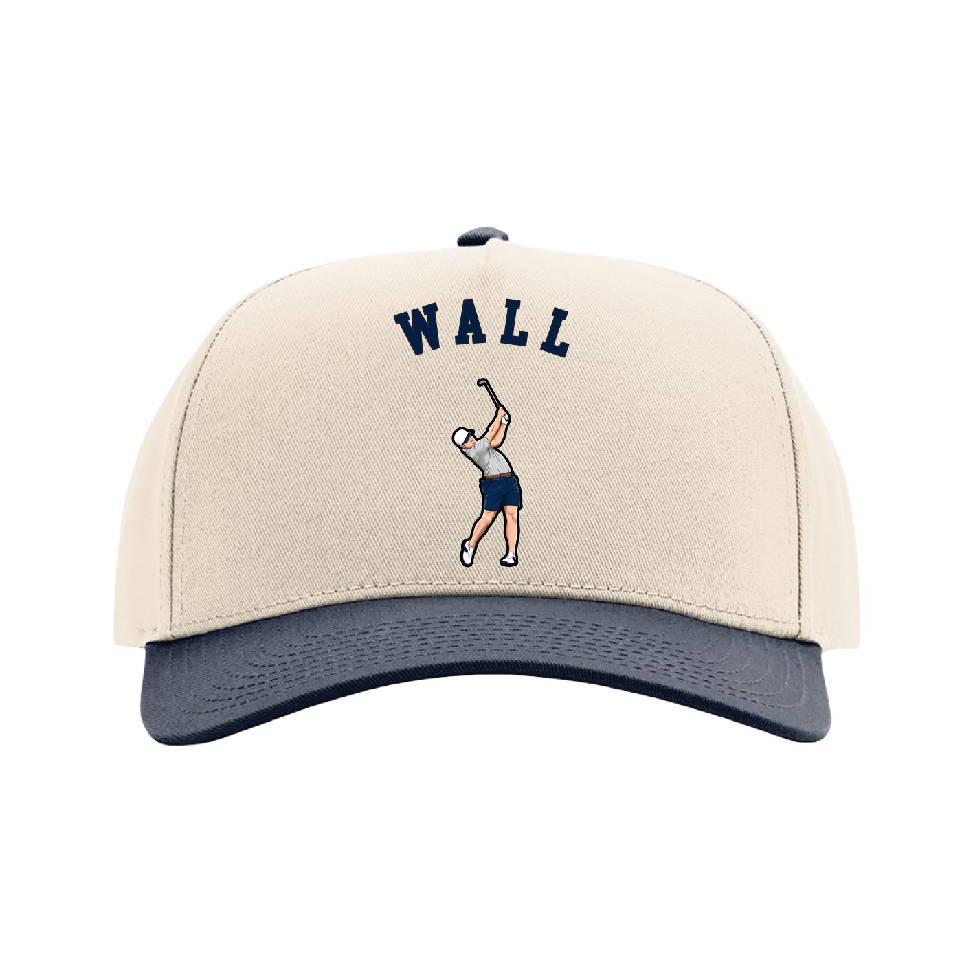 Full Fabric Five-Panel Champ Cap — Shirsey Arch in Cream/Navy