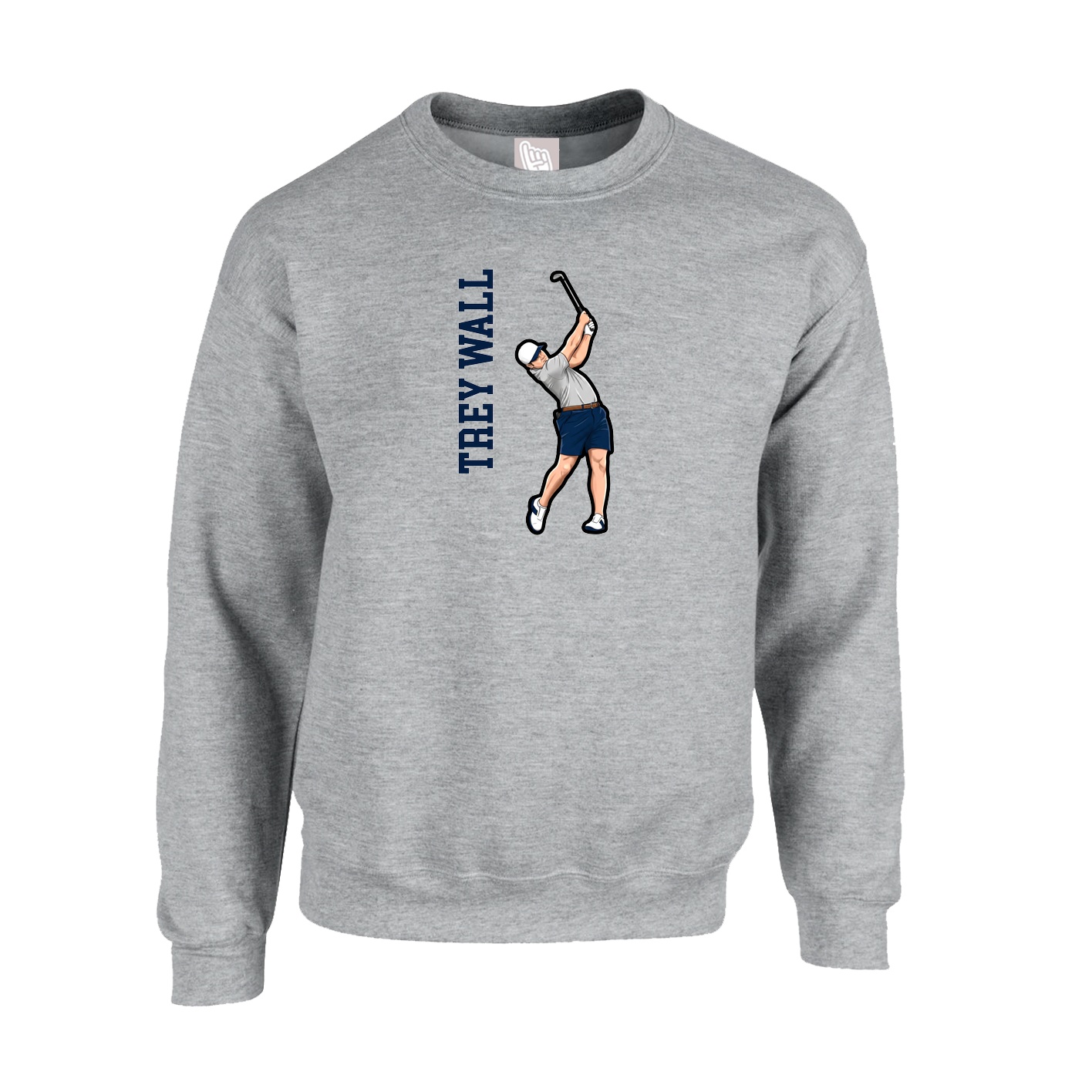 Fleece Crew — Name Vertical in Grey