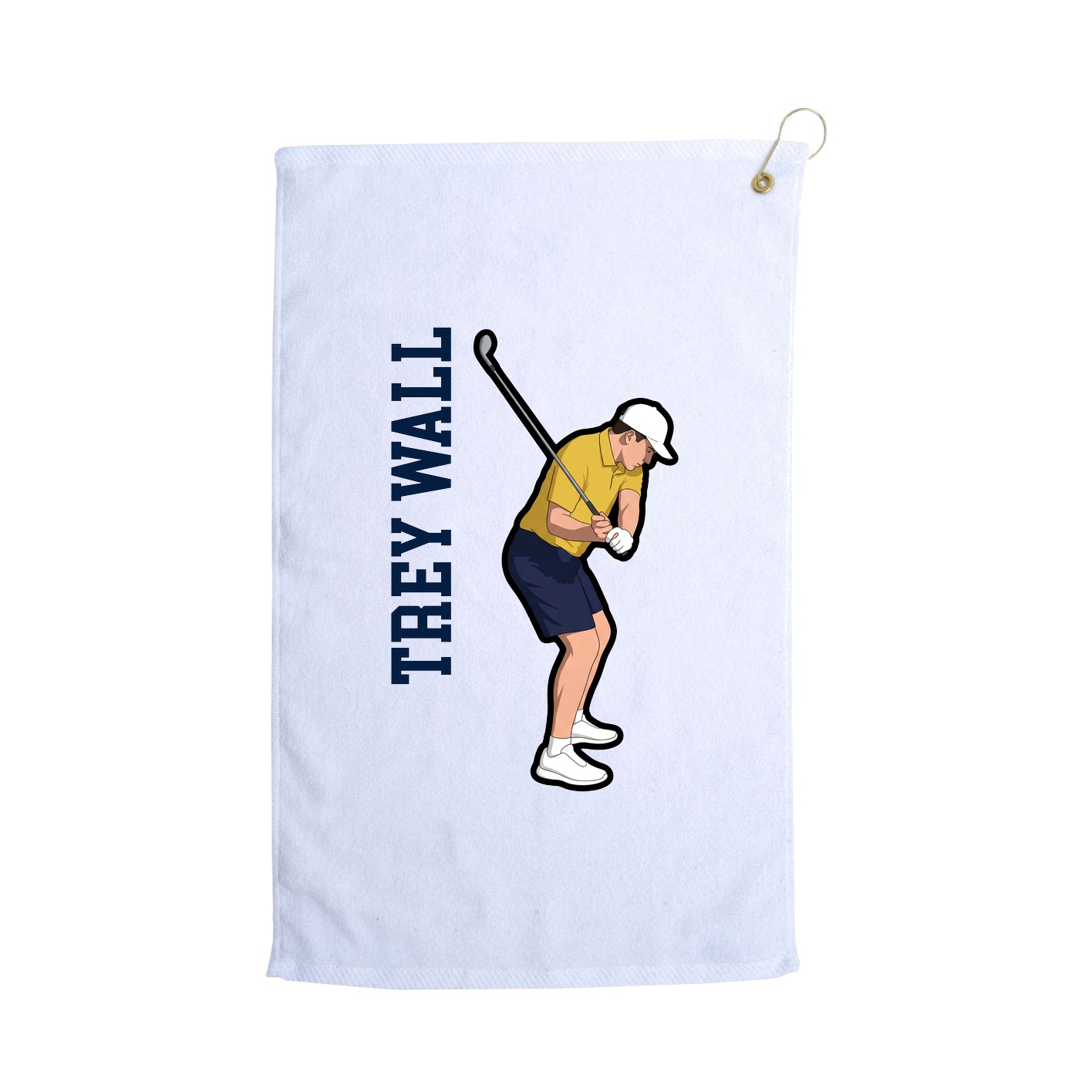 Golf Towel — Name Vertical in White