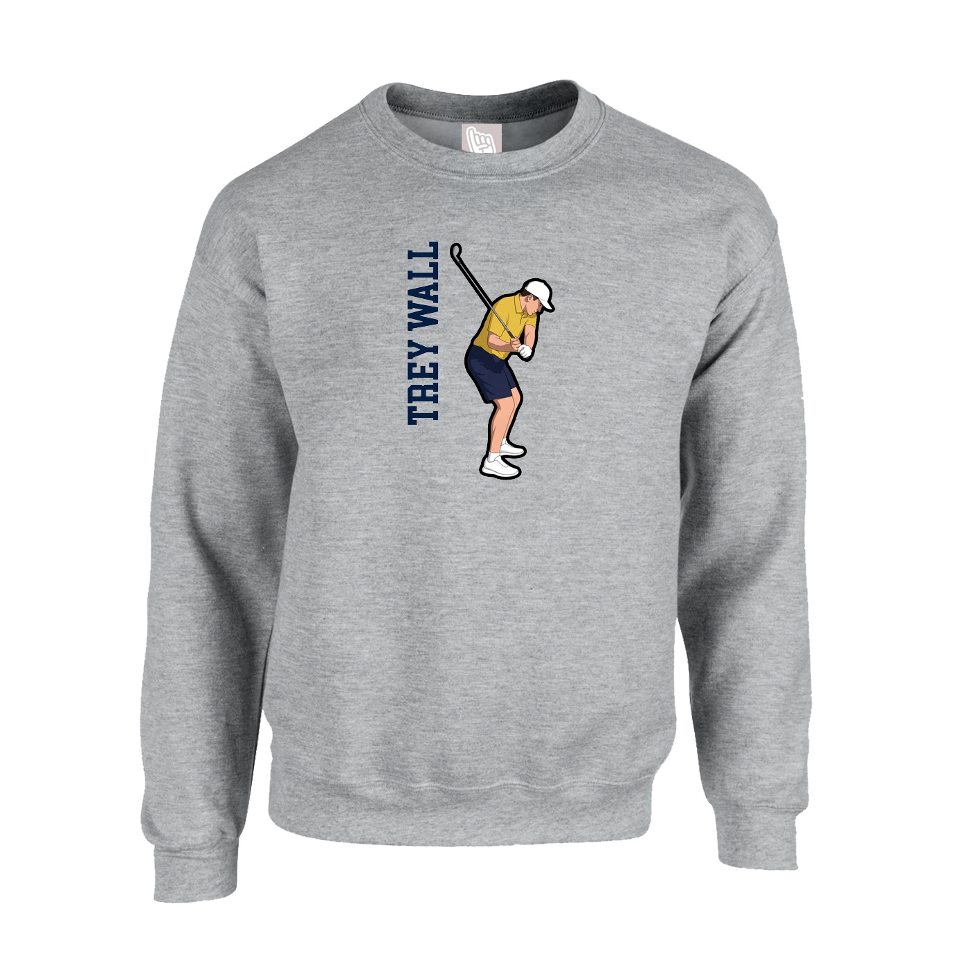 Fleece Crew — Name Vertical in Grey