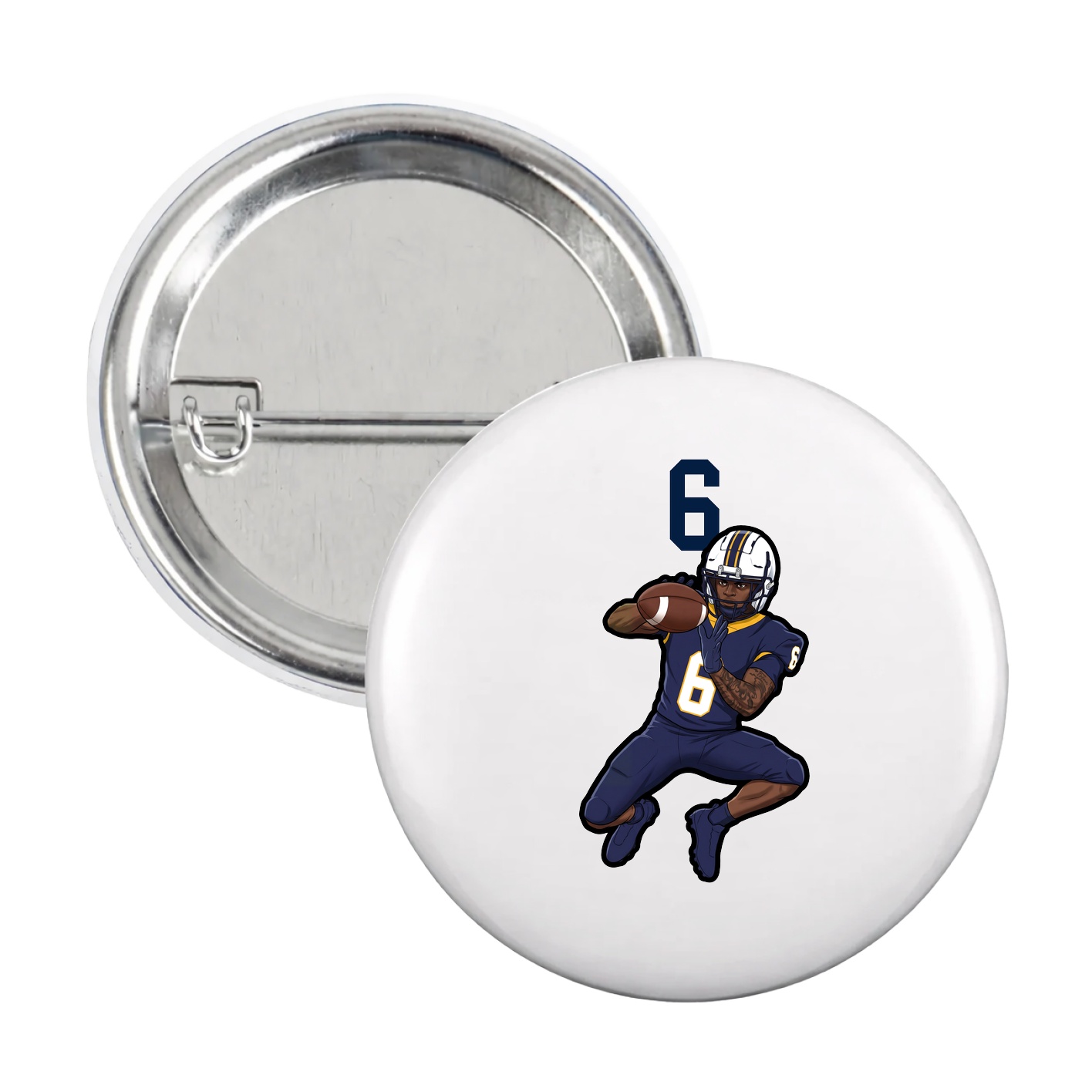 Game Day Button — Number Top in White