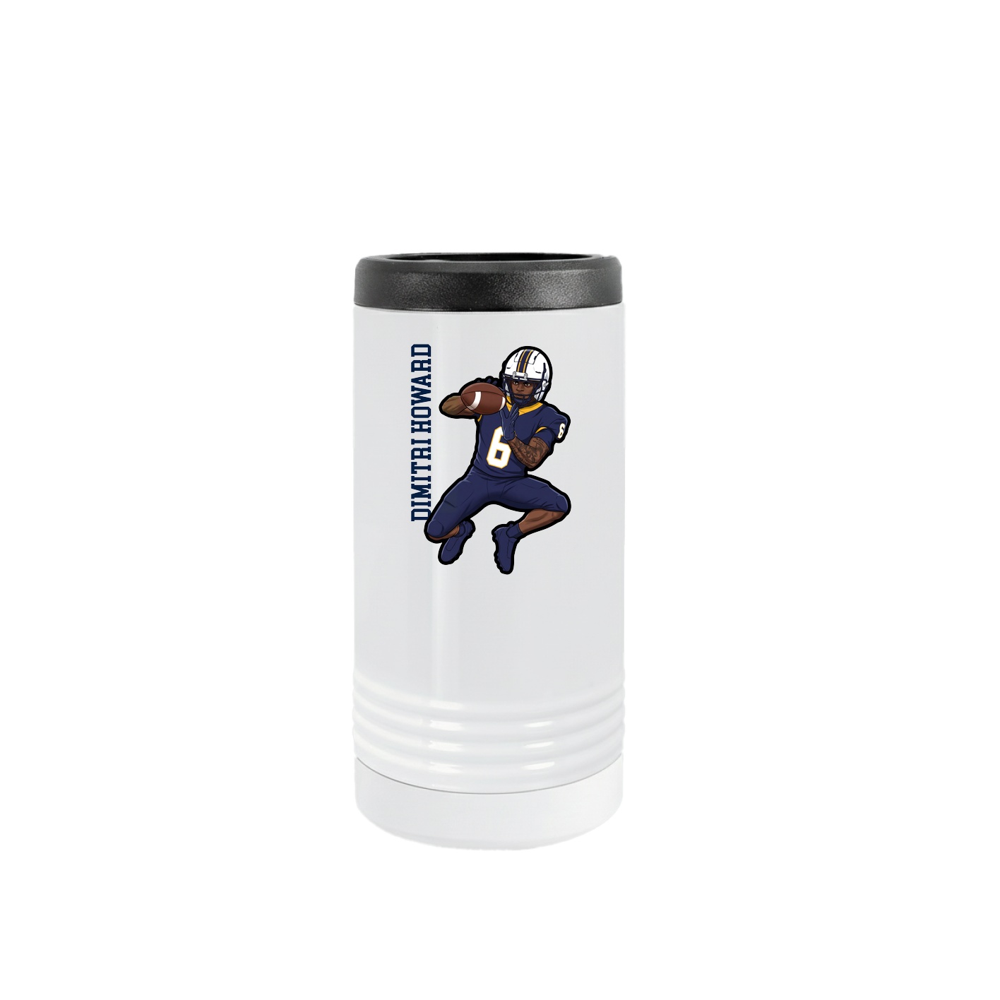 Slim Beverage Holder — Name Vertical in White