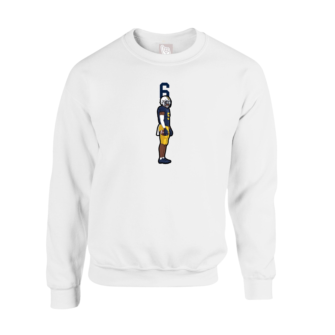 Fleece Crew — Number Top in White