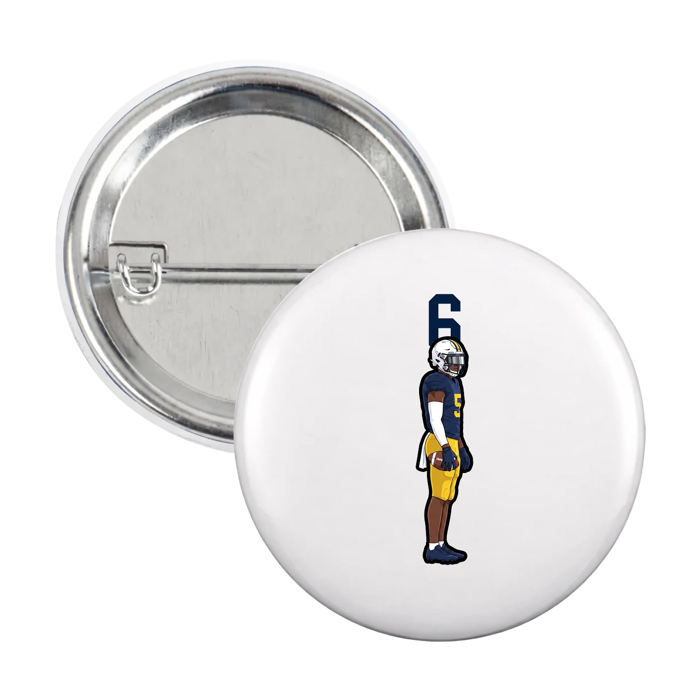 Game Day Button — Number Top in White