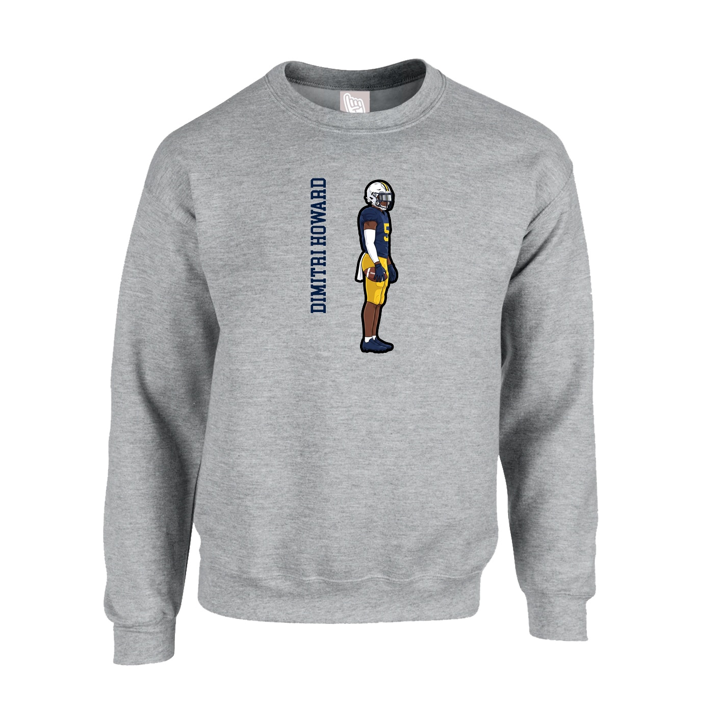 Fleece Crew — Name Vertical in Grey
