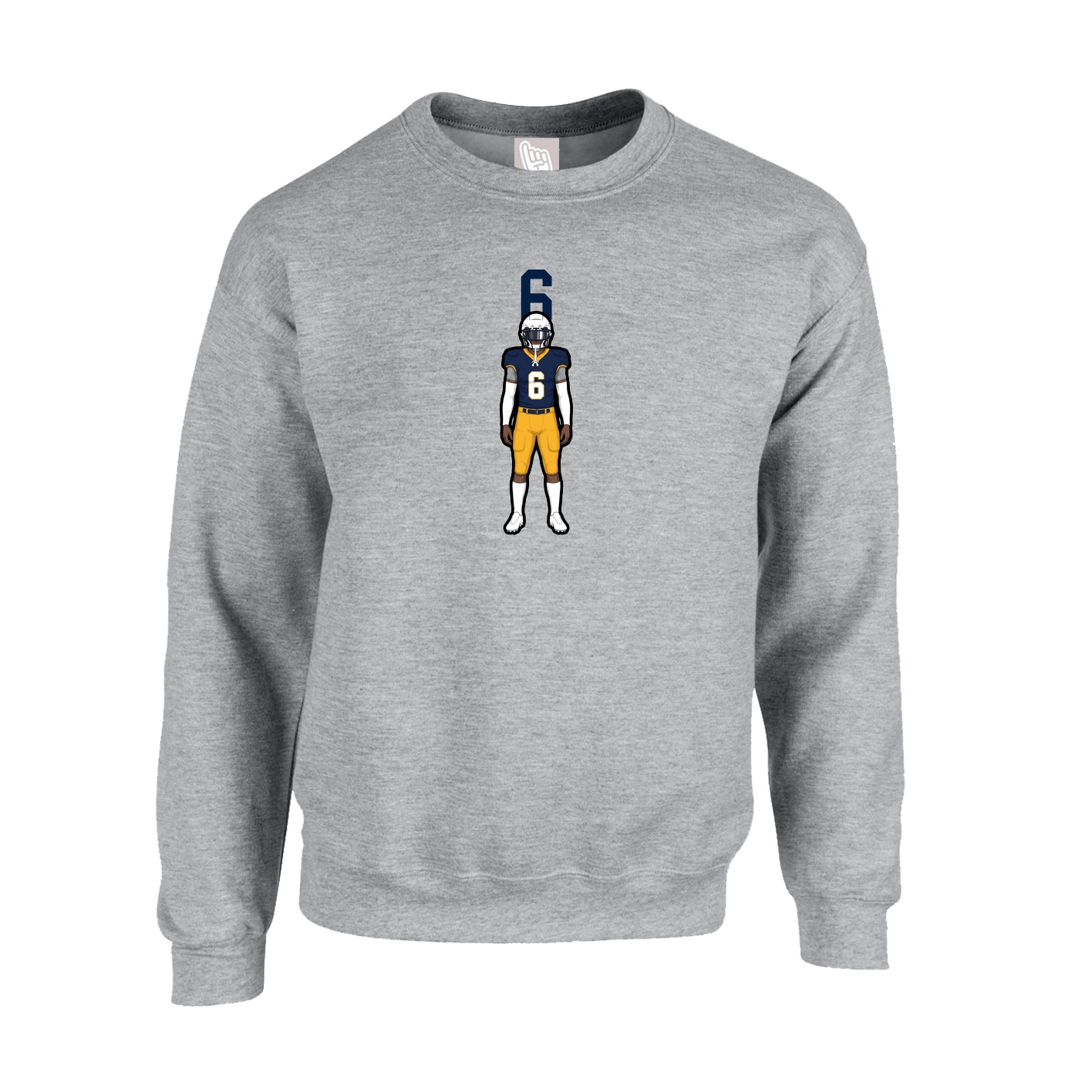 Fleece Crew — Number Top in Grey