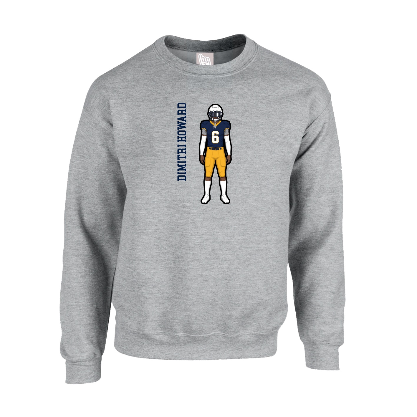 Fleece Crew — Name Vertical in Grey