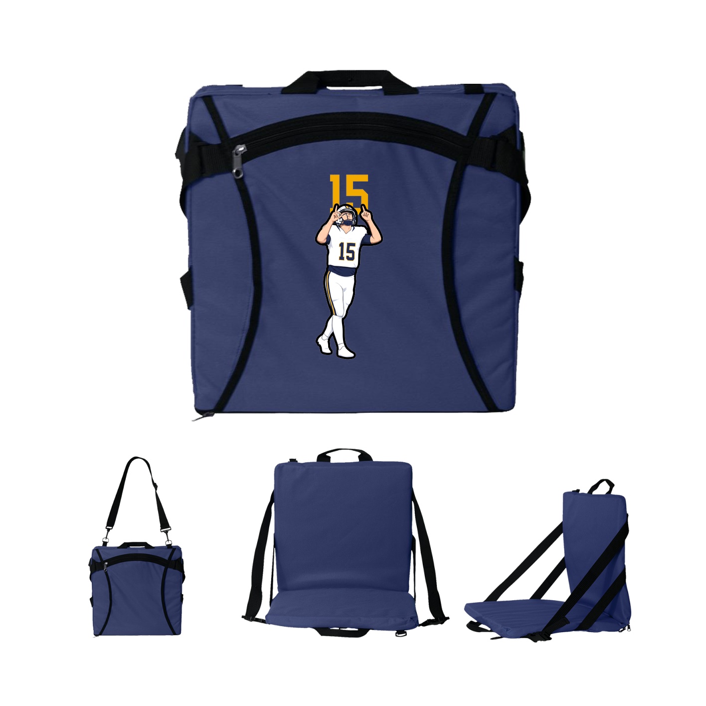 Folding Stadium Seat — Number Top in Navy