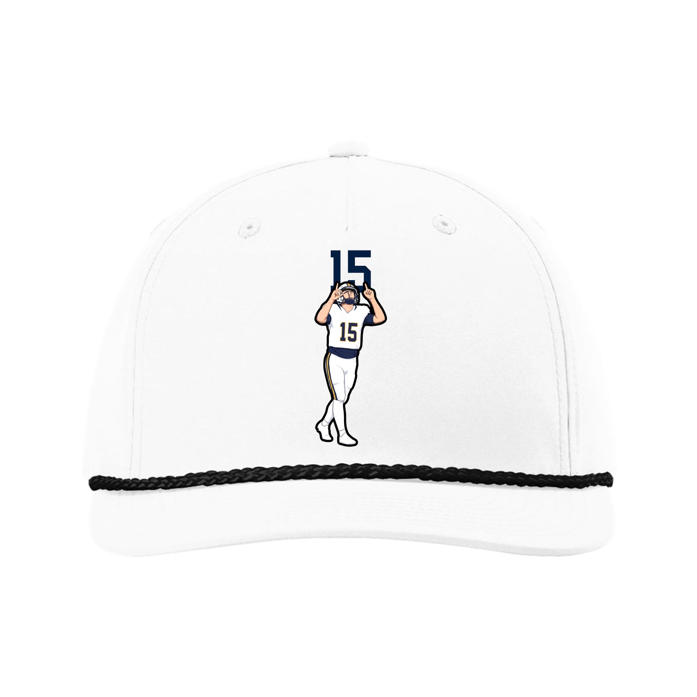 Five-Panel Classic Rope Cap — Number Top in White