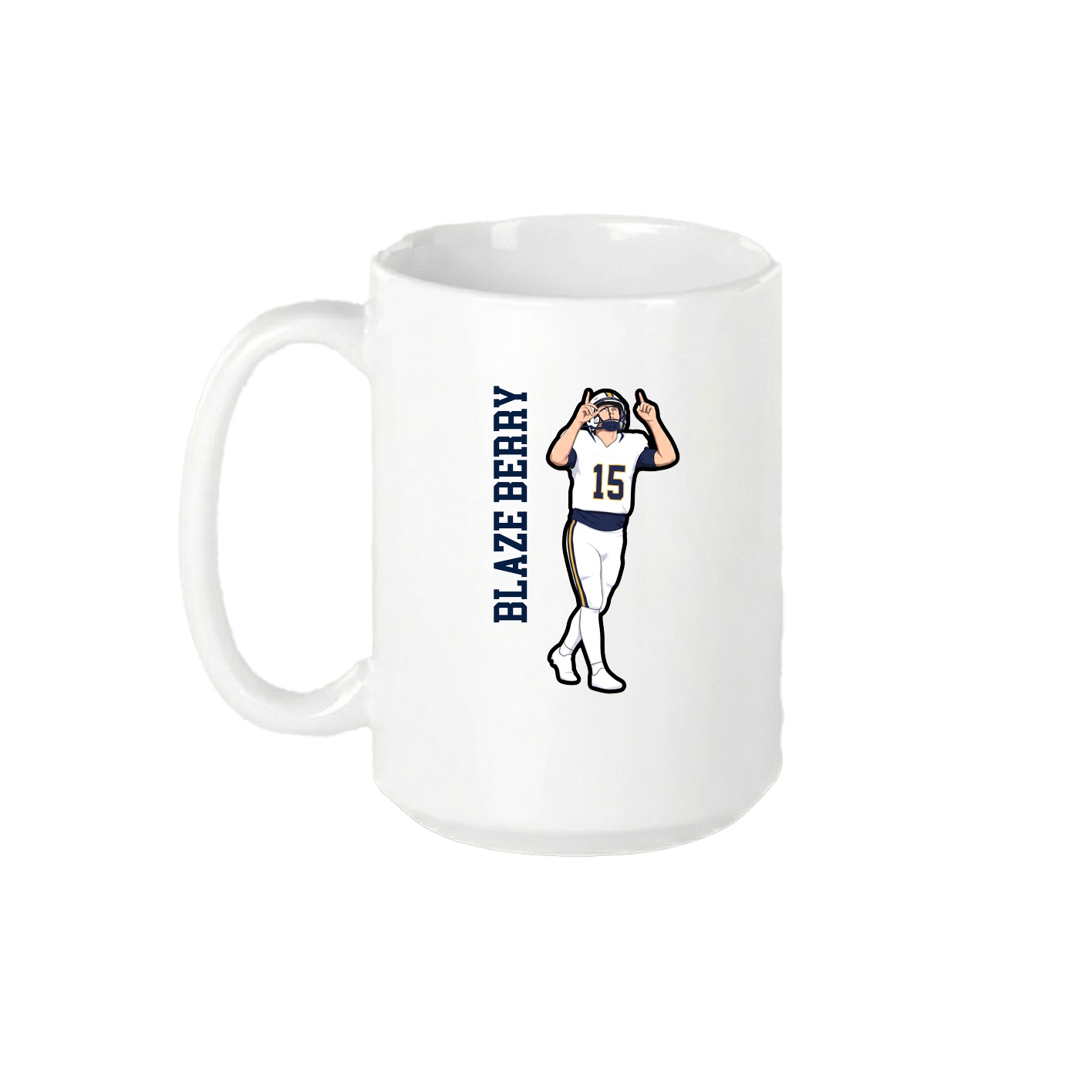 15oz Coffee Mug — Name Vertical in White