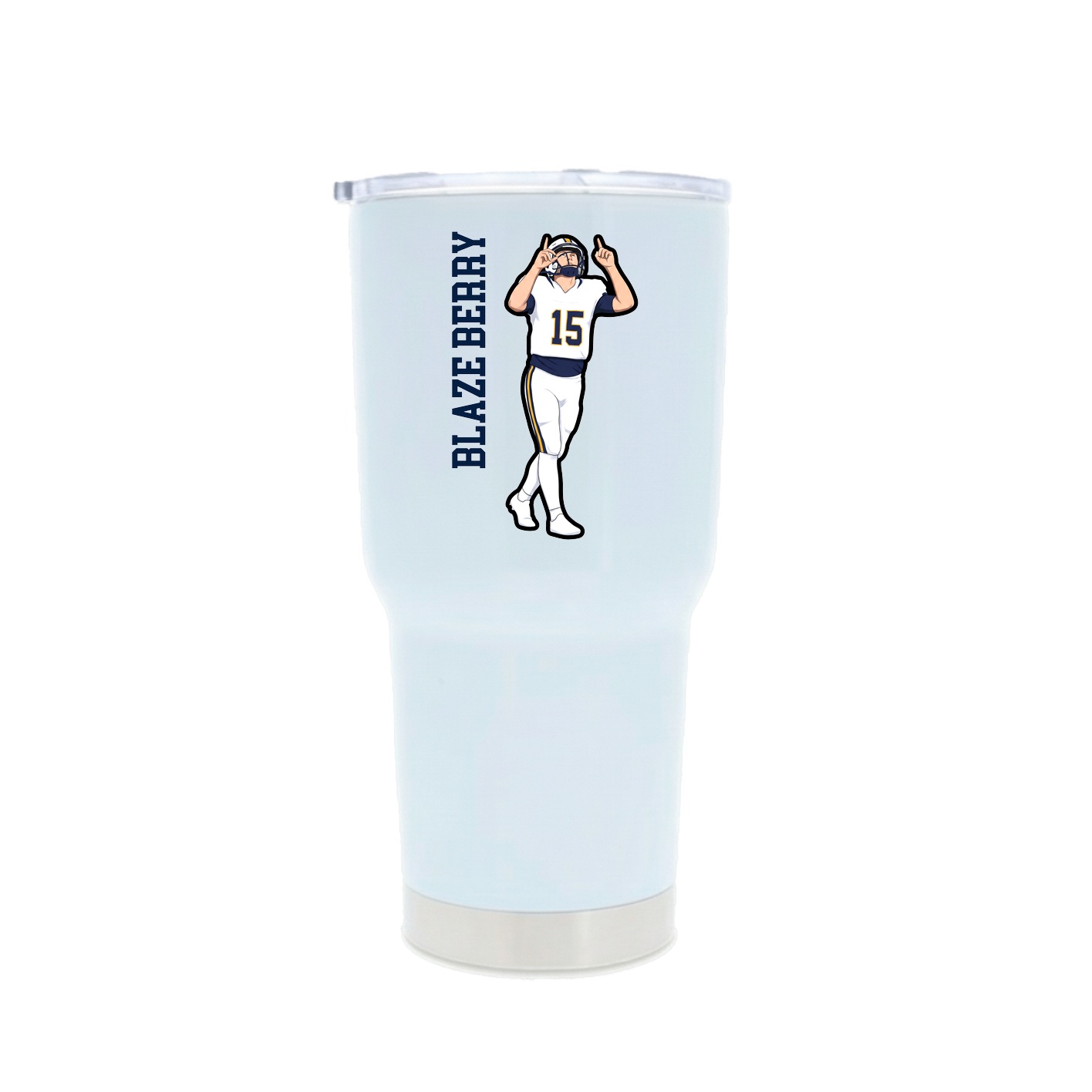 30oz Stainless Steel Tumbler — Name Vertical in White